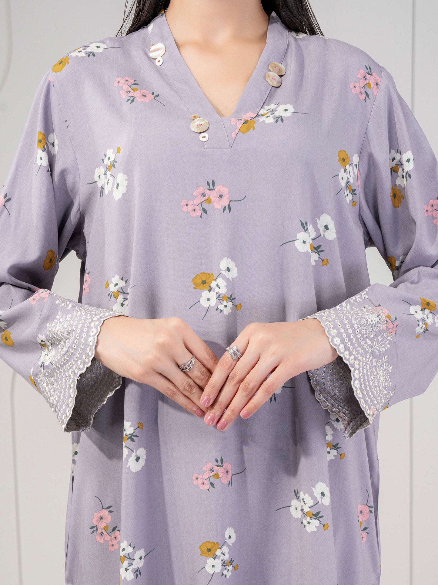 2 Piece Linen Suit-Embroidered (Pret)