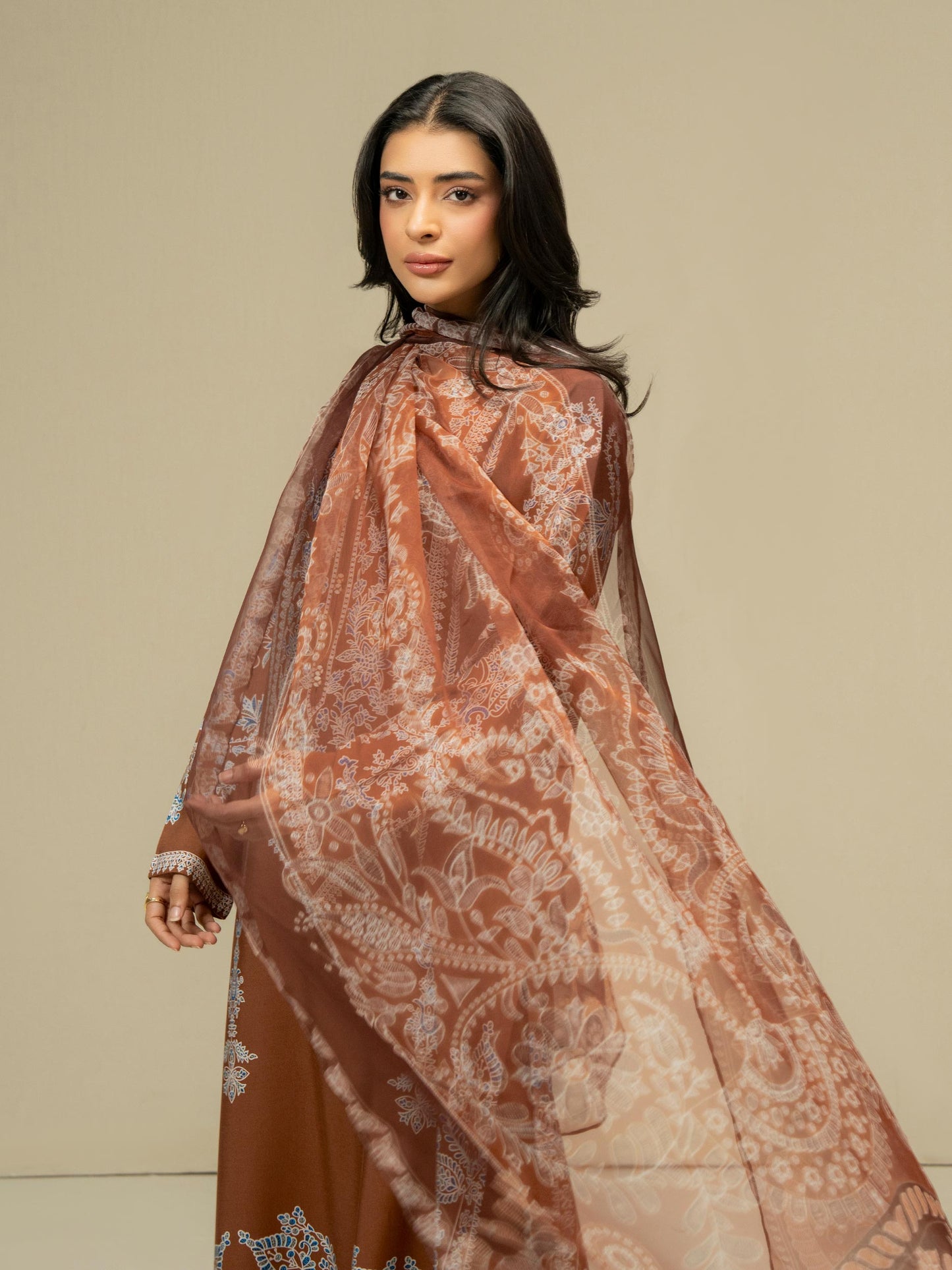 3 Piece Linen Suit-Prined (Pret)