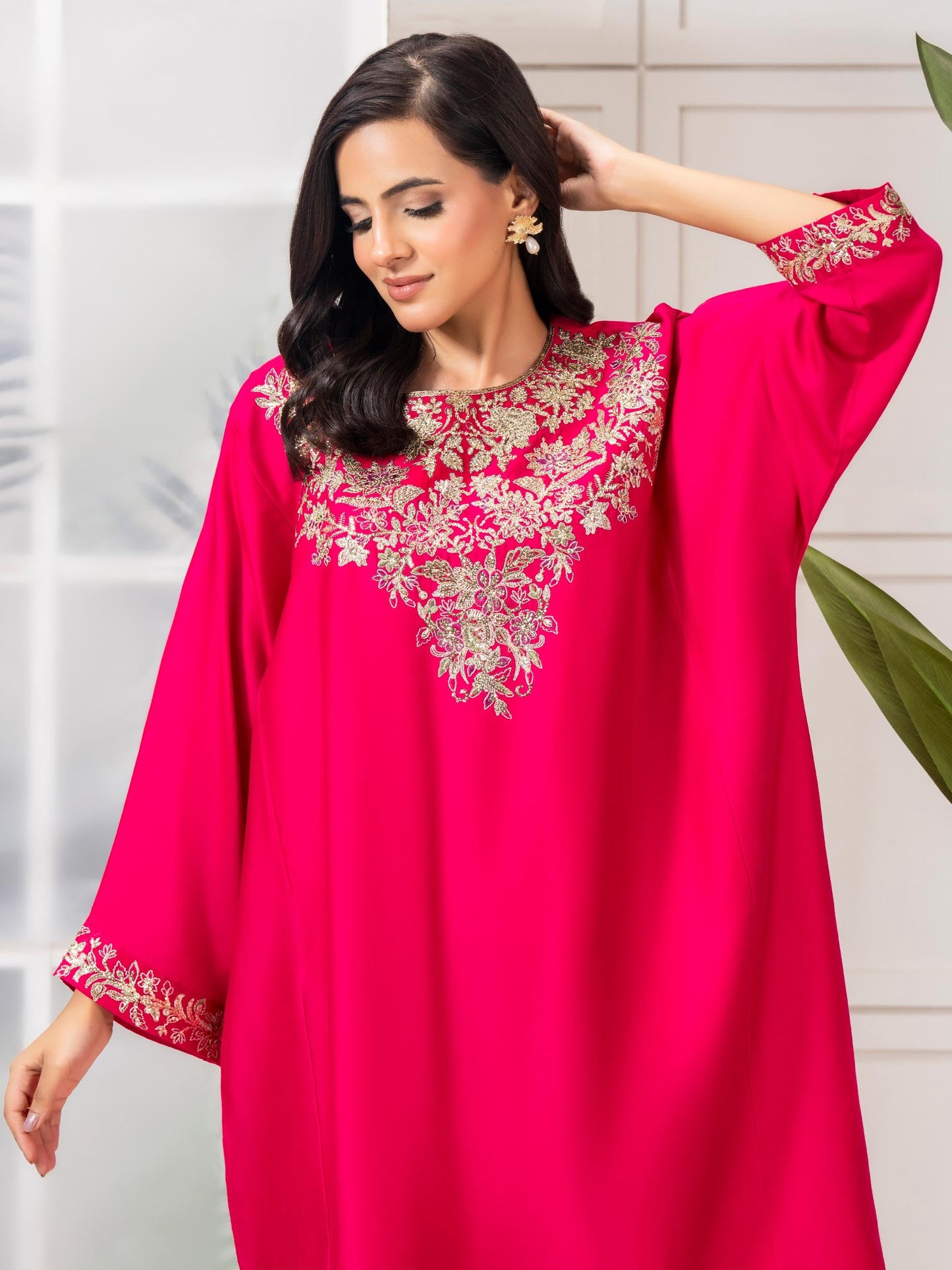 2 Piece Satin Suit-Embellished (Pret)