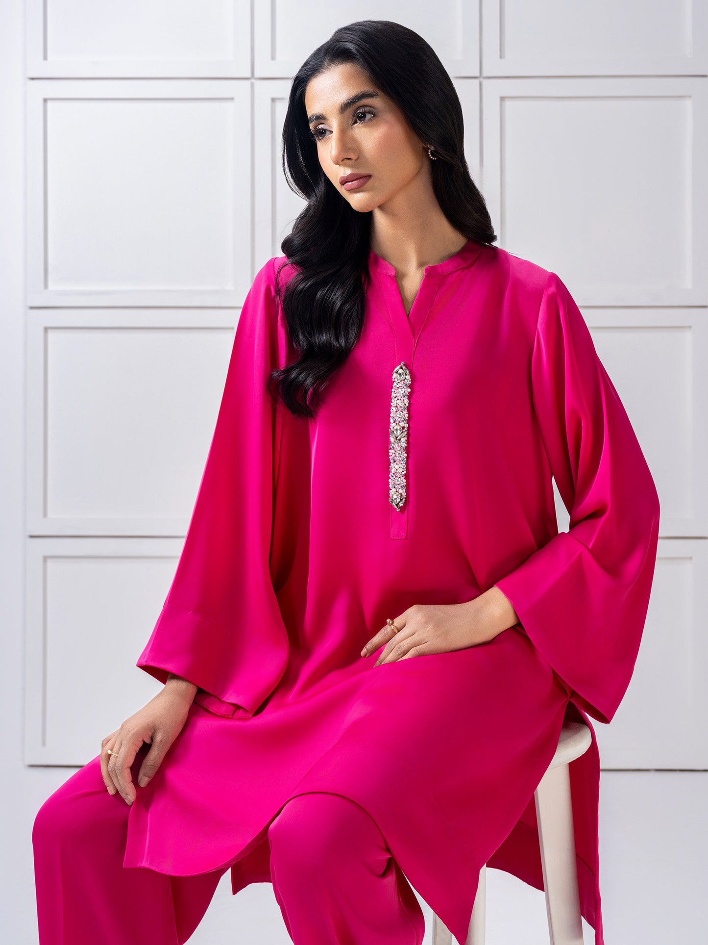 Silk Co-Ord Set-Embellished (Pret)