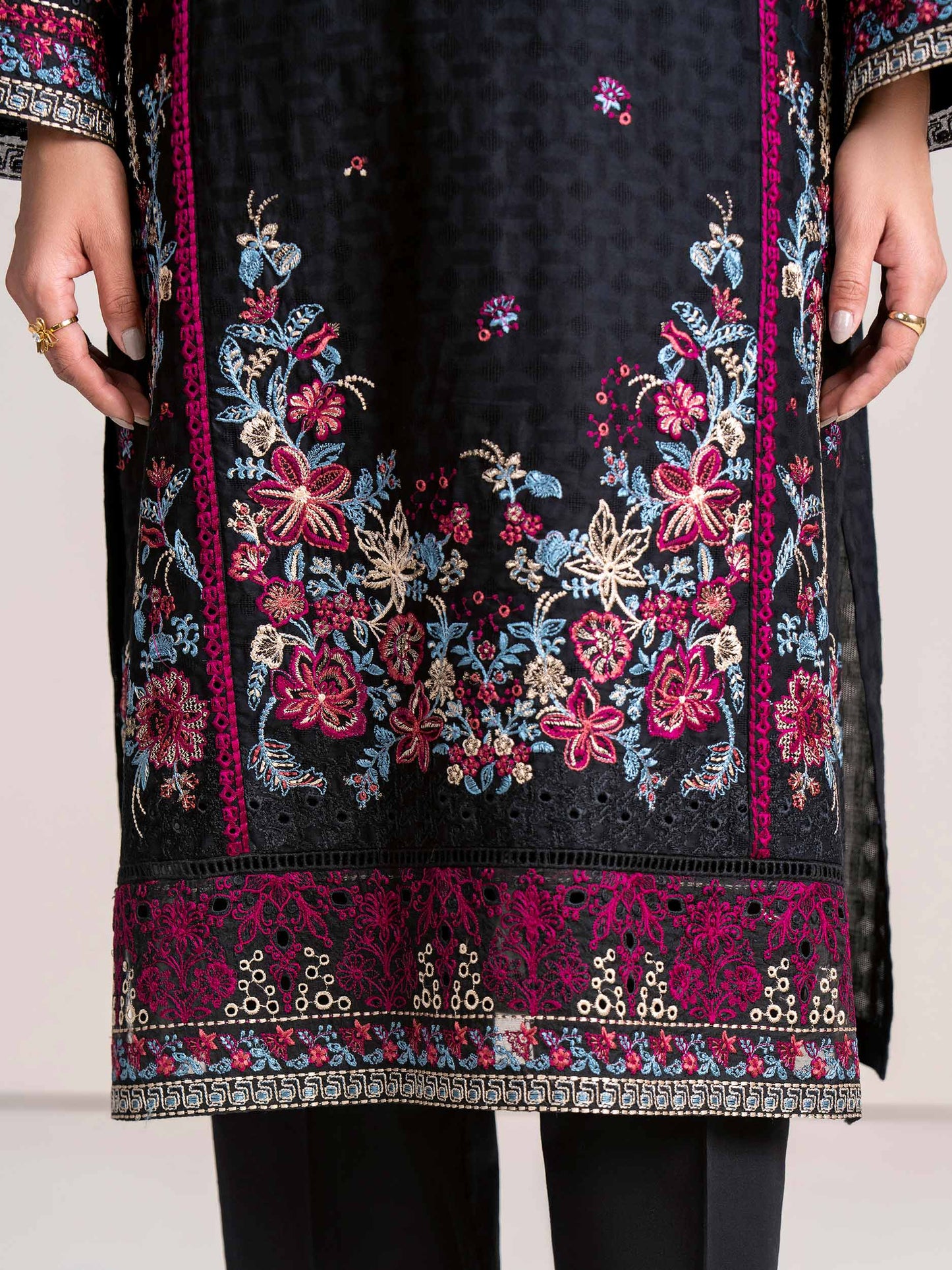 2-Piece Self Jacquard Suit-Embroidered (Pret)