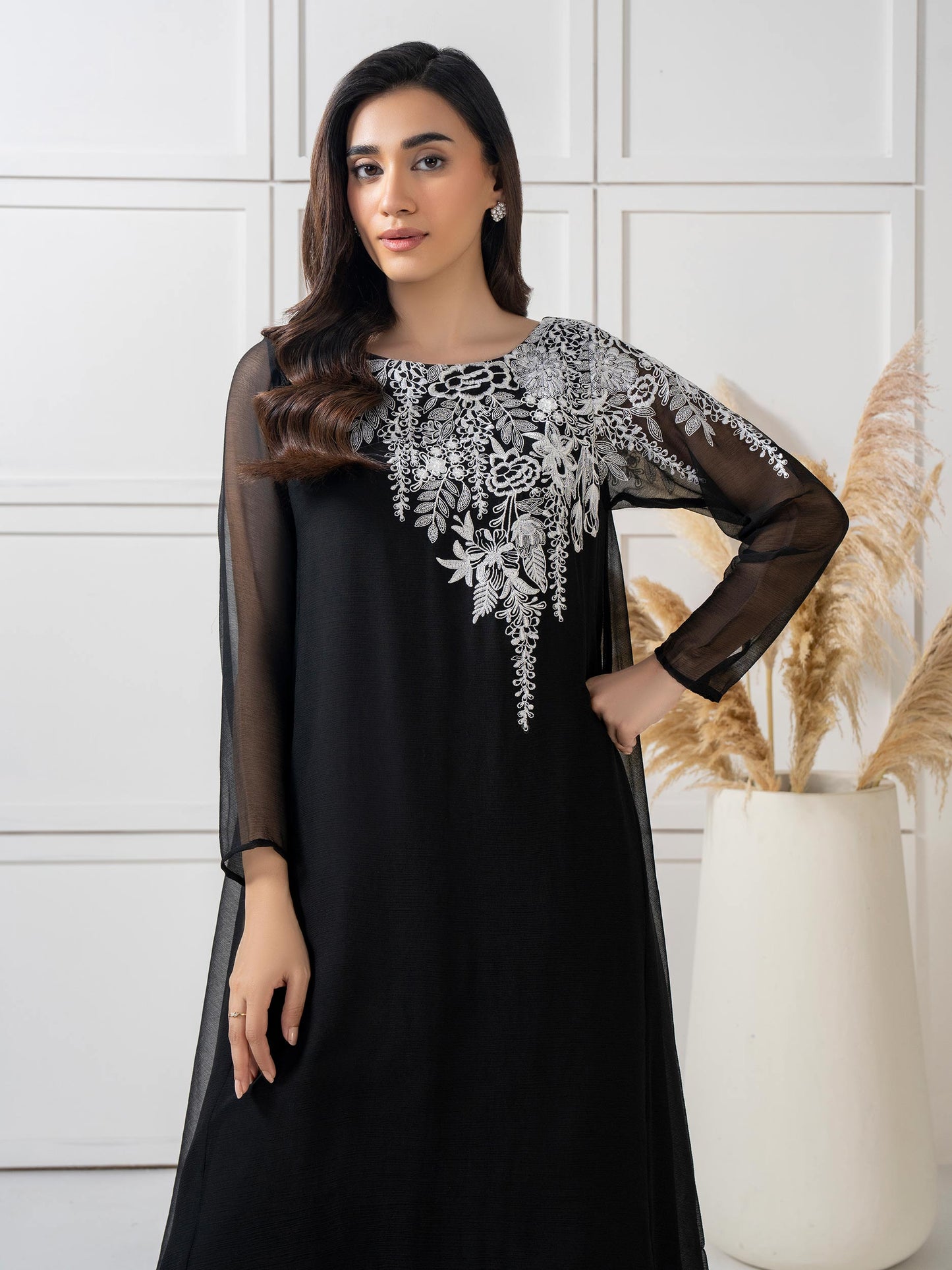 Chiffon Shirt- Embroidered (Pret)