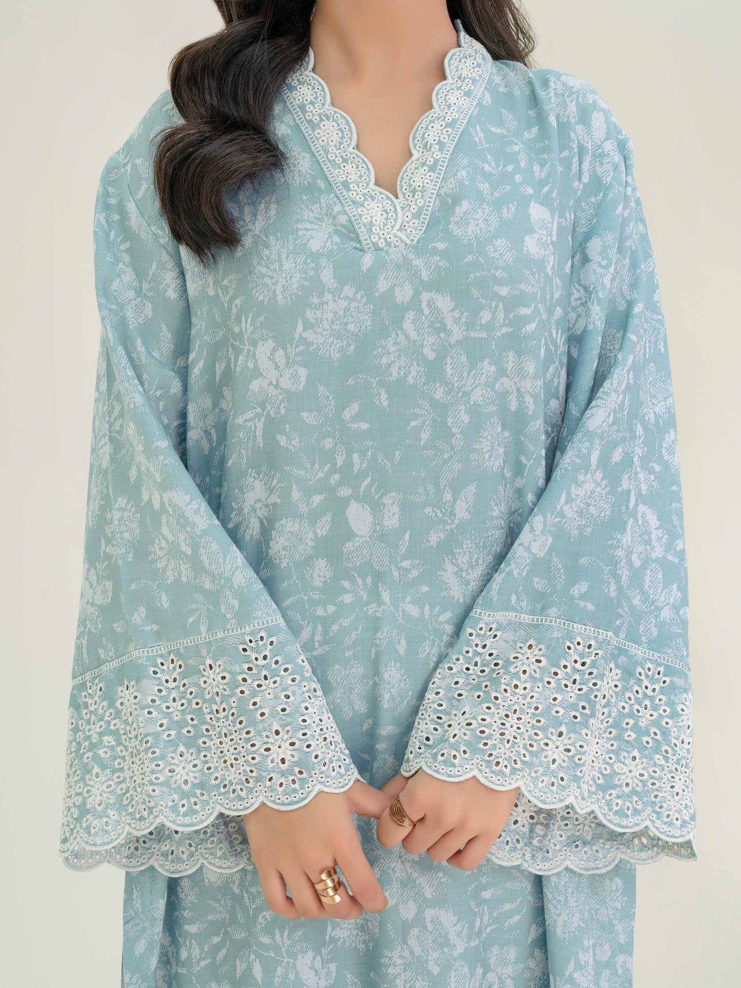 2 Piece Jacquard Suit Embroidered (Pret)