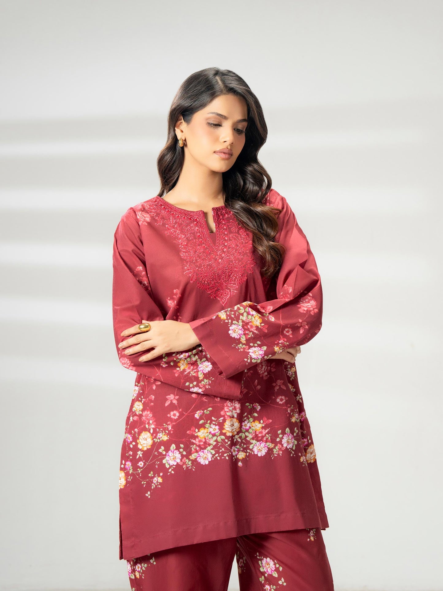 2 Piece Cambric Suit-Embroidered (Pret)