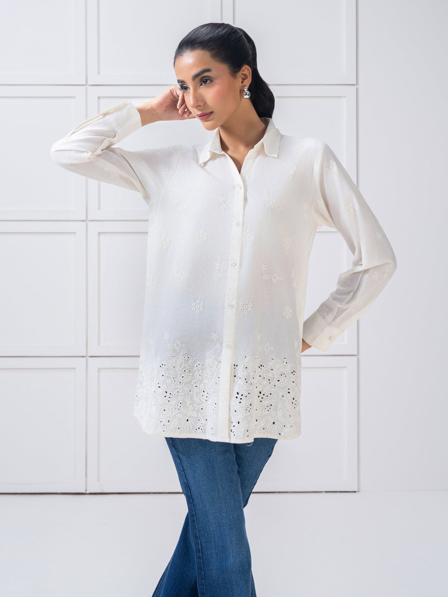 Cambric Top-Embroidered