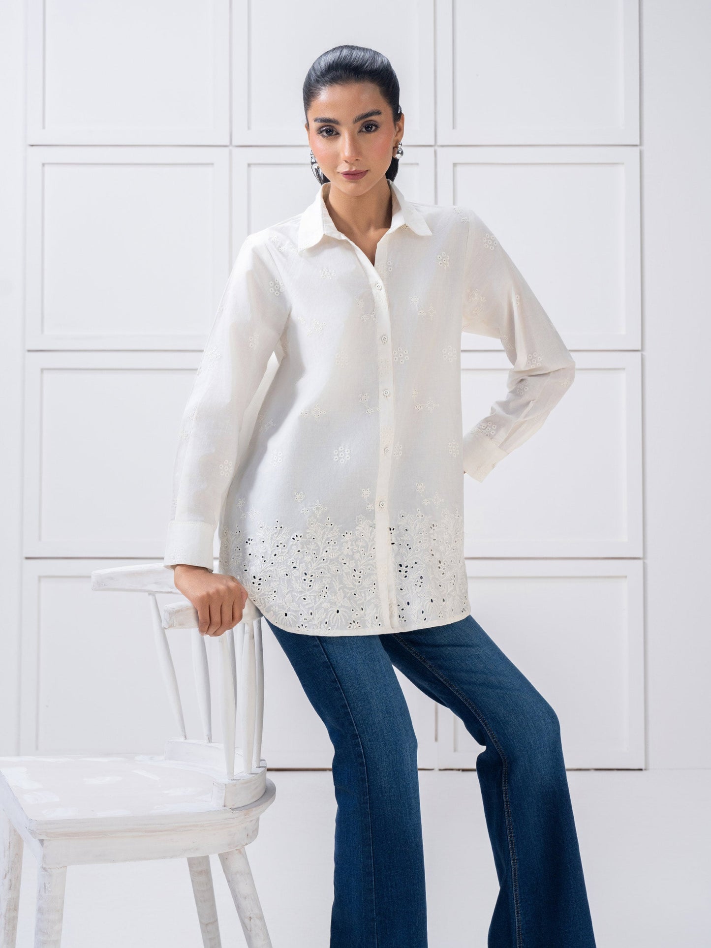 Cambric Top-Embroidered