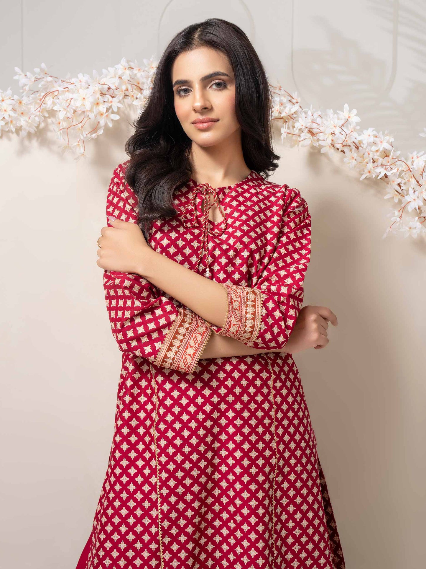 2 Piece Cambric Suit-Paste Print (Pret)