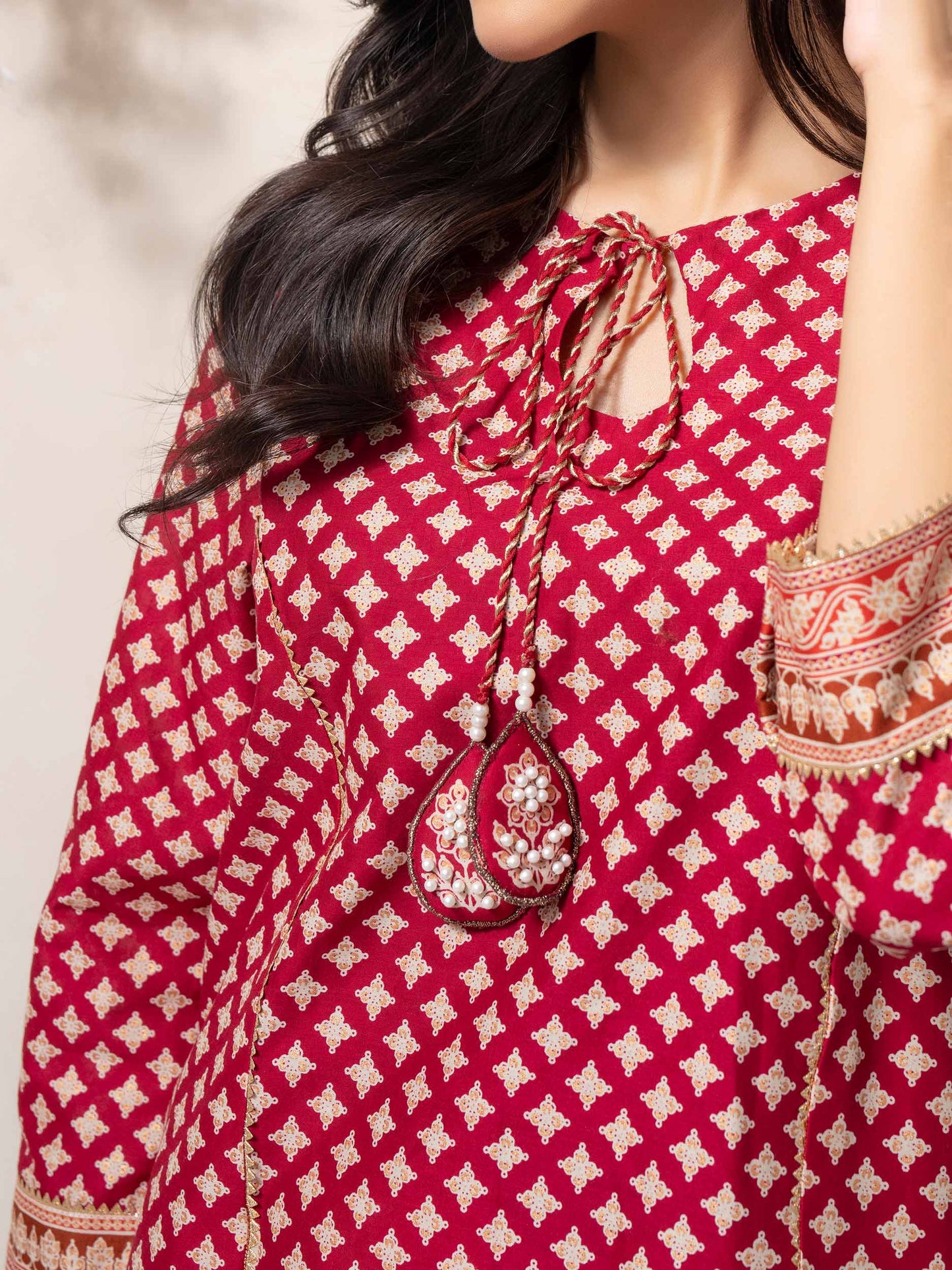 2 Piece Cambric Suit-Paste Print (Pret)