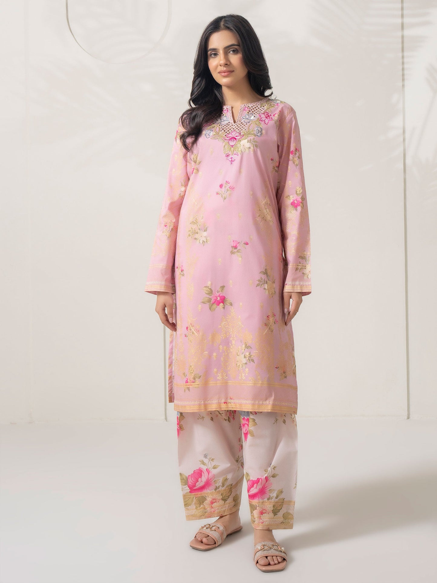 2 Piece Cambric Suit-Embroidered (Pret)