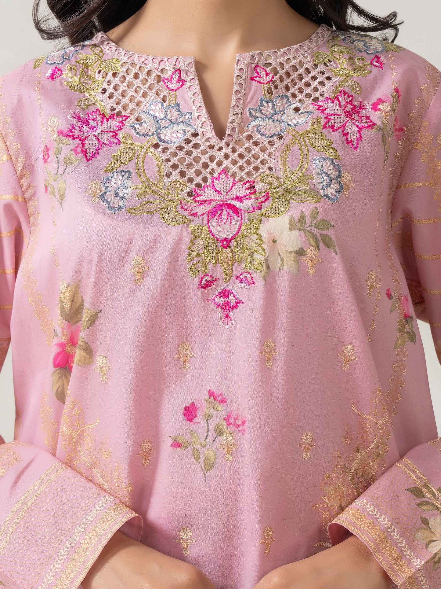 2 Piece Cambric Suit-Embroidered (Pret)