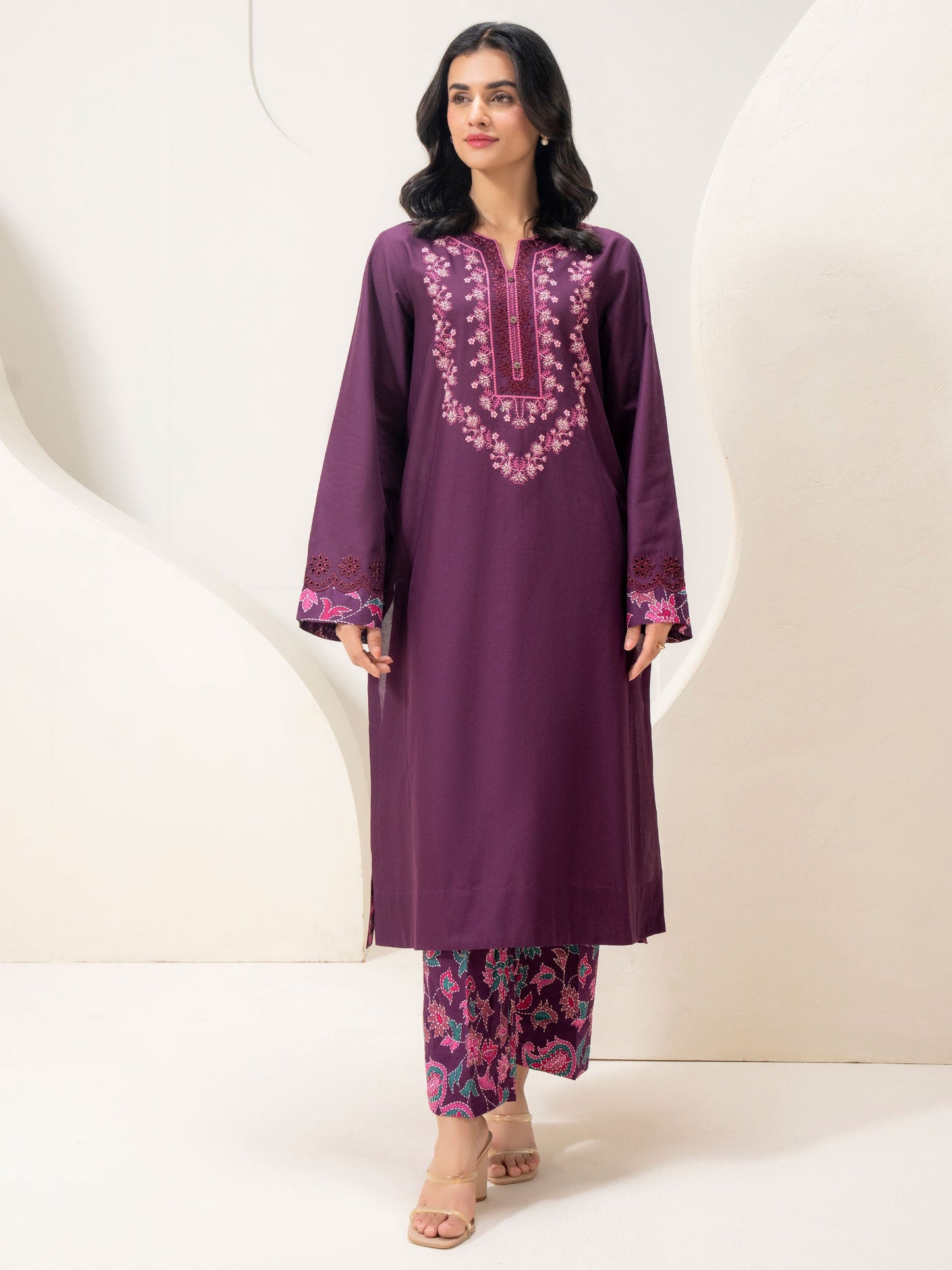 2 Piece Cambric Suit-Embroidered (Pret)