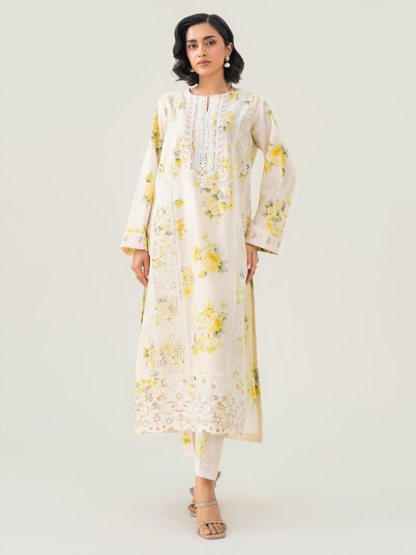2 Piece Cambric Suit-Embroidered (Pret)