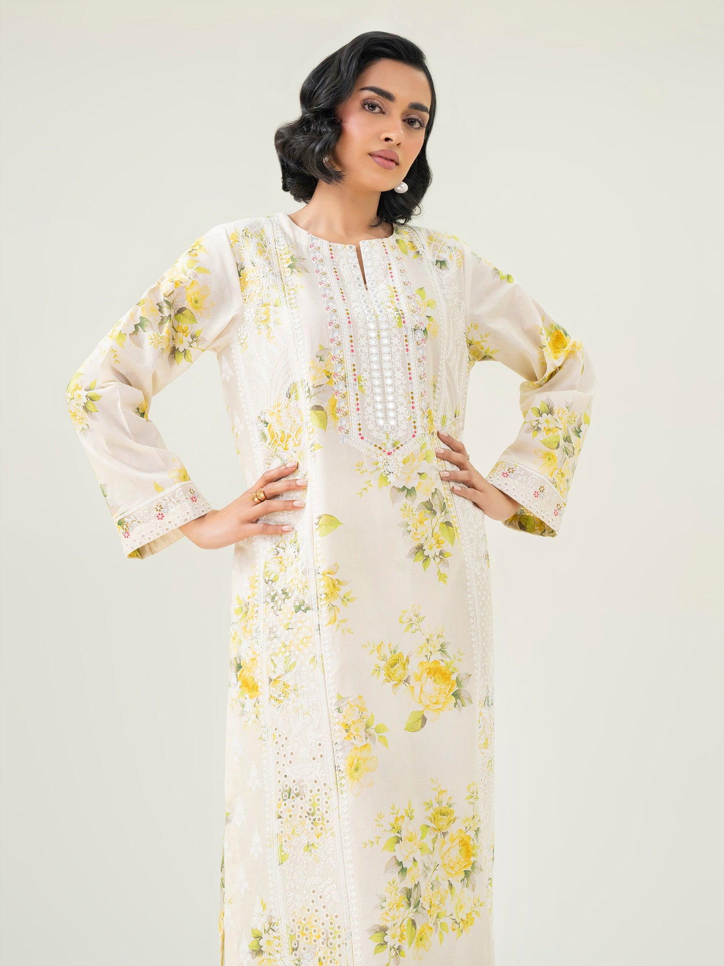 2 Piece Cambric Suit-Embroidered (Pret)