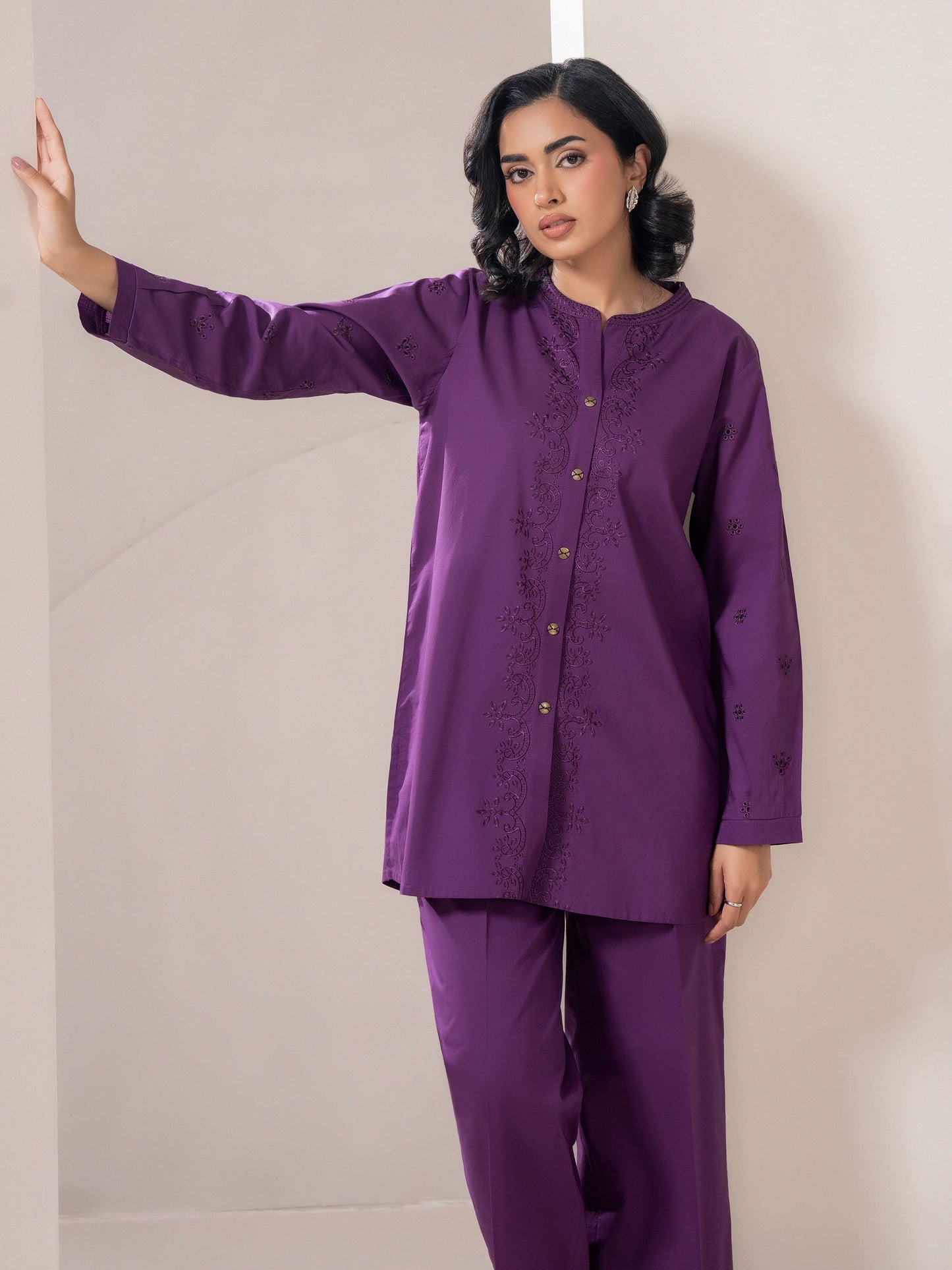Lawn Co-ord Set-Embroidered (Pret)