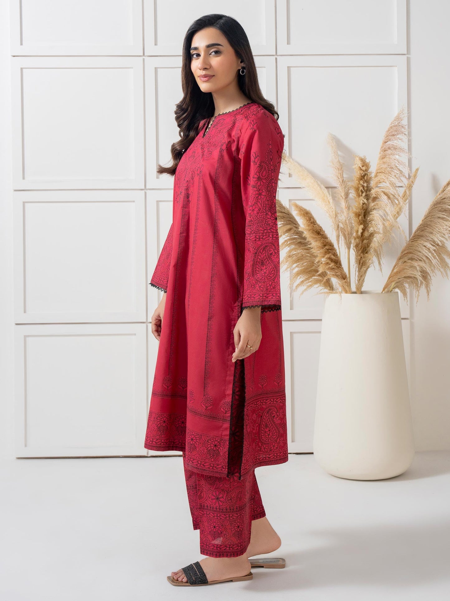 2 Piece Cambric Suit-Paste Print (Pret)