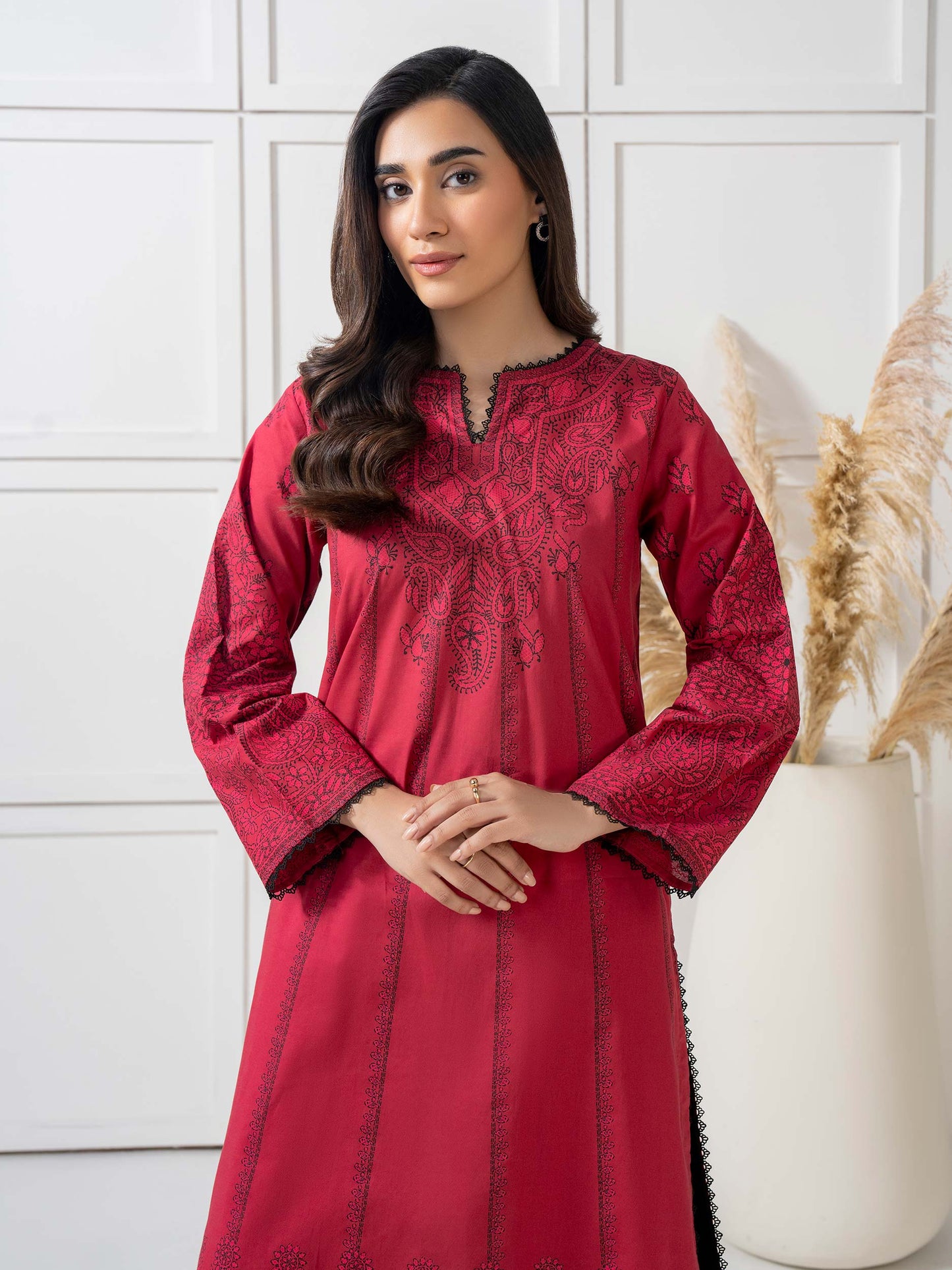 2 Piece Cambric Suit-Paste Print (Pret)