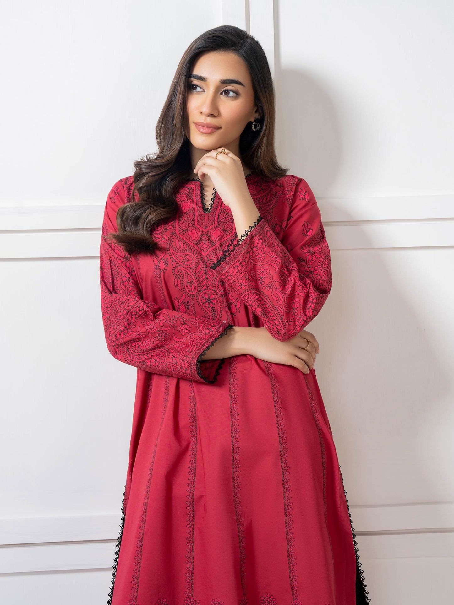 2 Piece Cambric Suit-Paste Print (Pret)