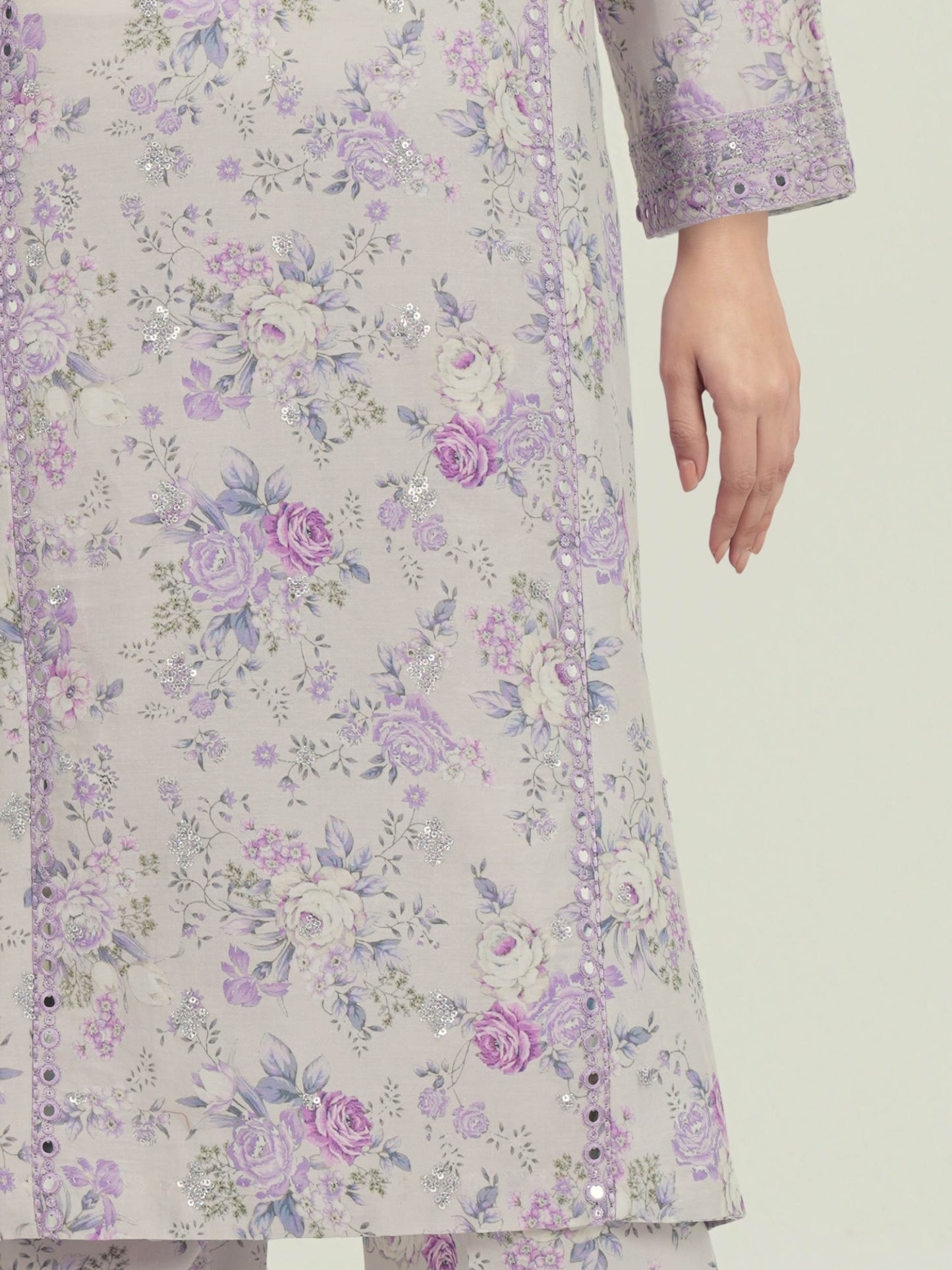 3-Piece Satin Suit-Embroidered (Pret)