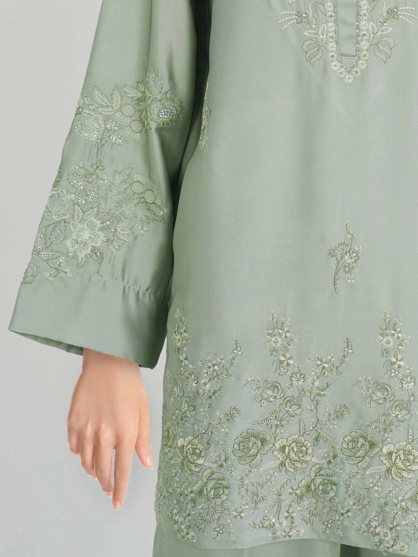 Silk Co-ord Set- Embroidered