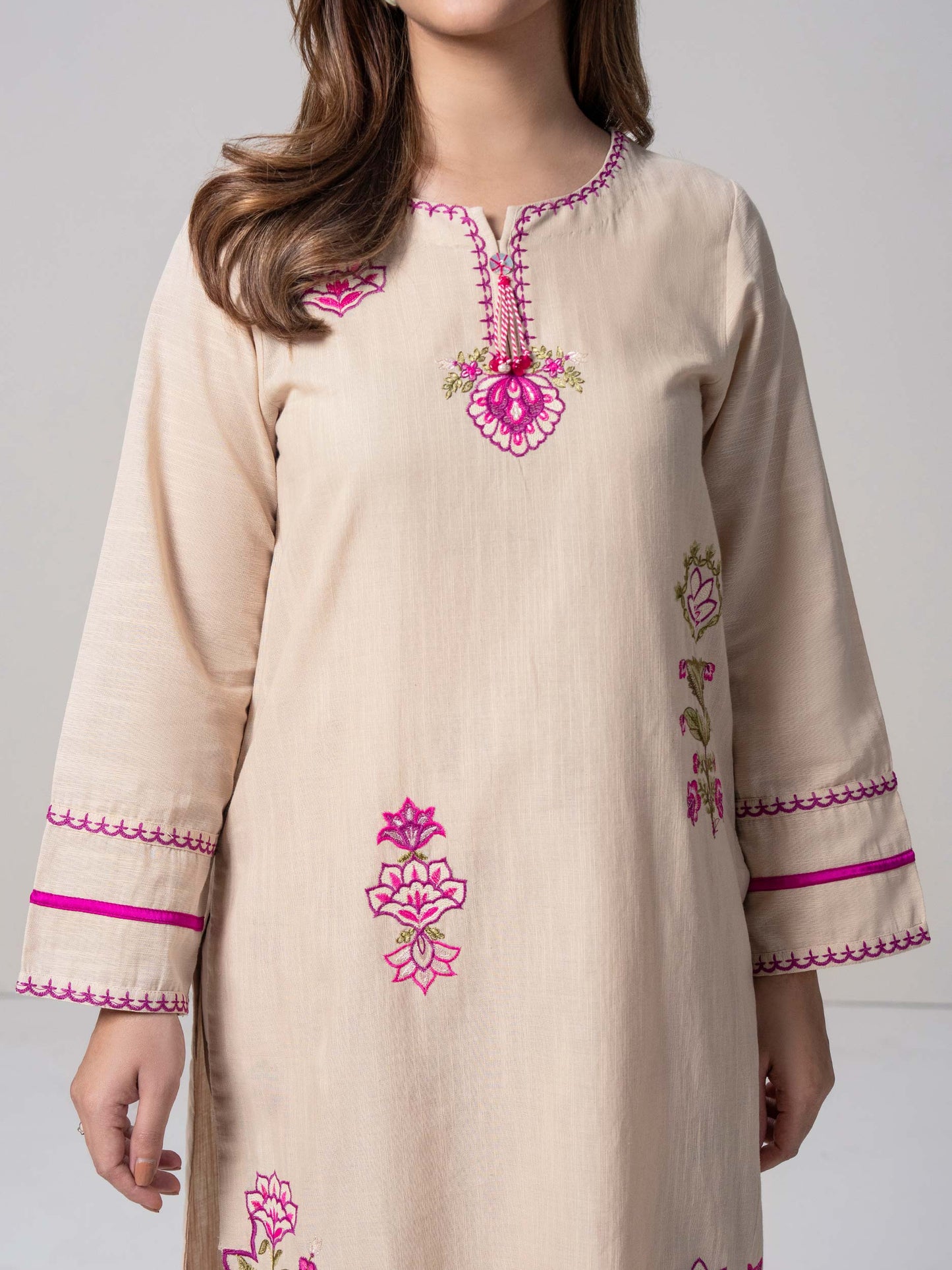 2 Piece Slub Khaddar Suit- Embroidered (Pret)