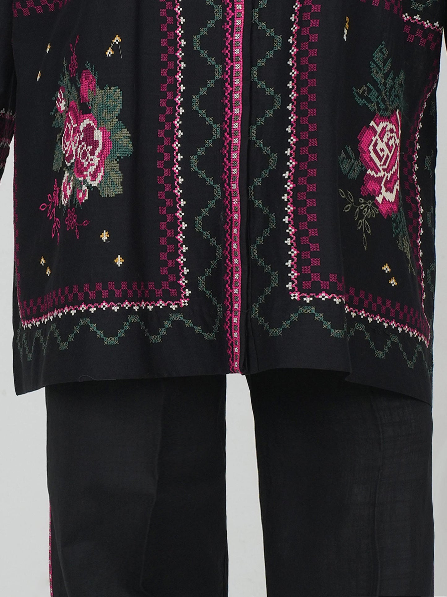 Lawn Slub Co-ord Set- Embroidered