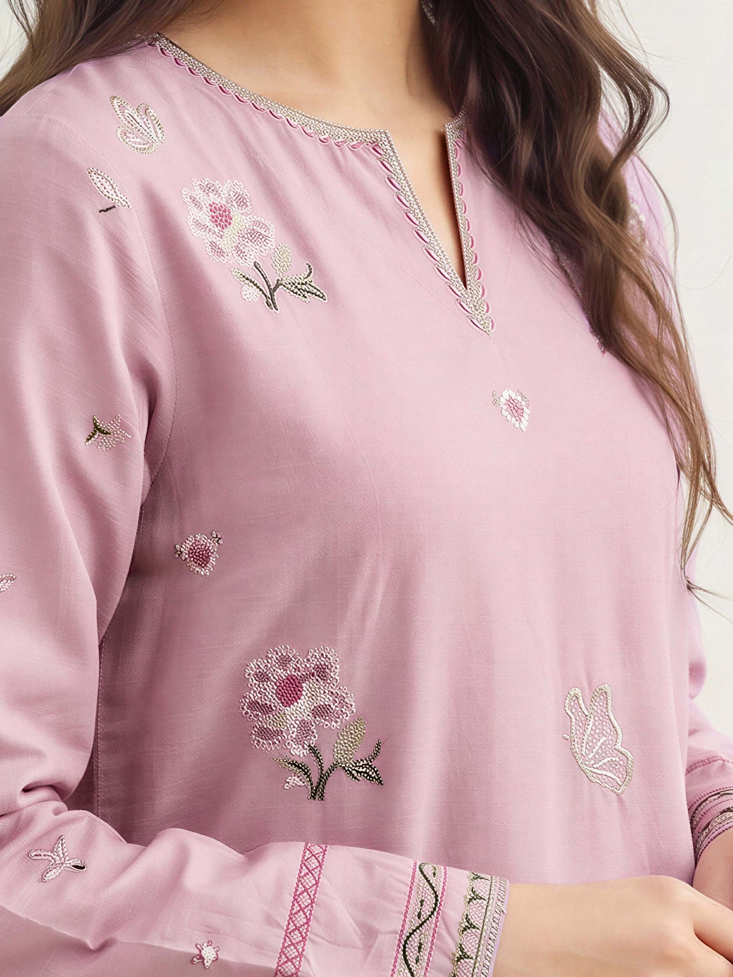 2 Piece Lawn Slub Suit- Embroidered (Pret)