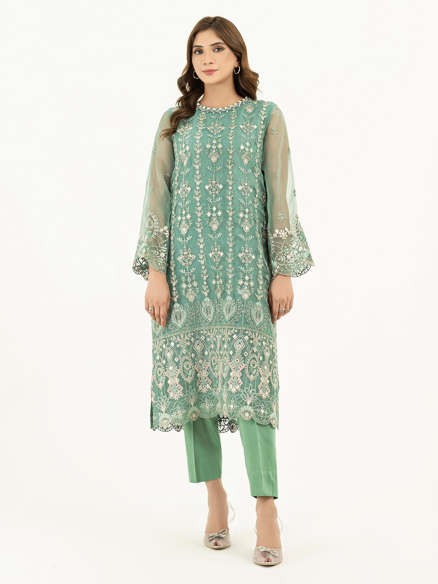 2 Piece Organza Suit-Embellished (Pret)