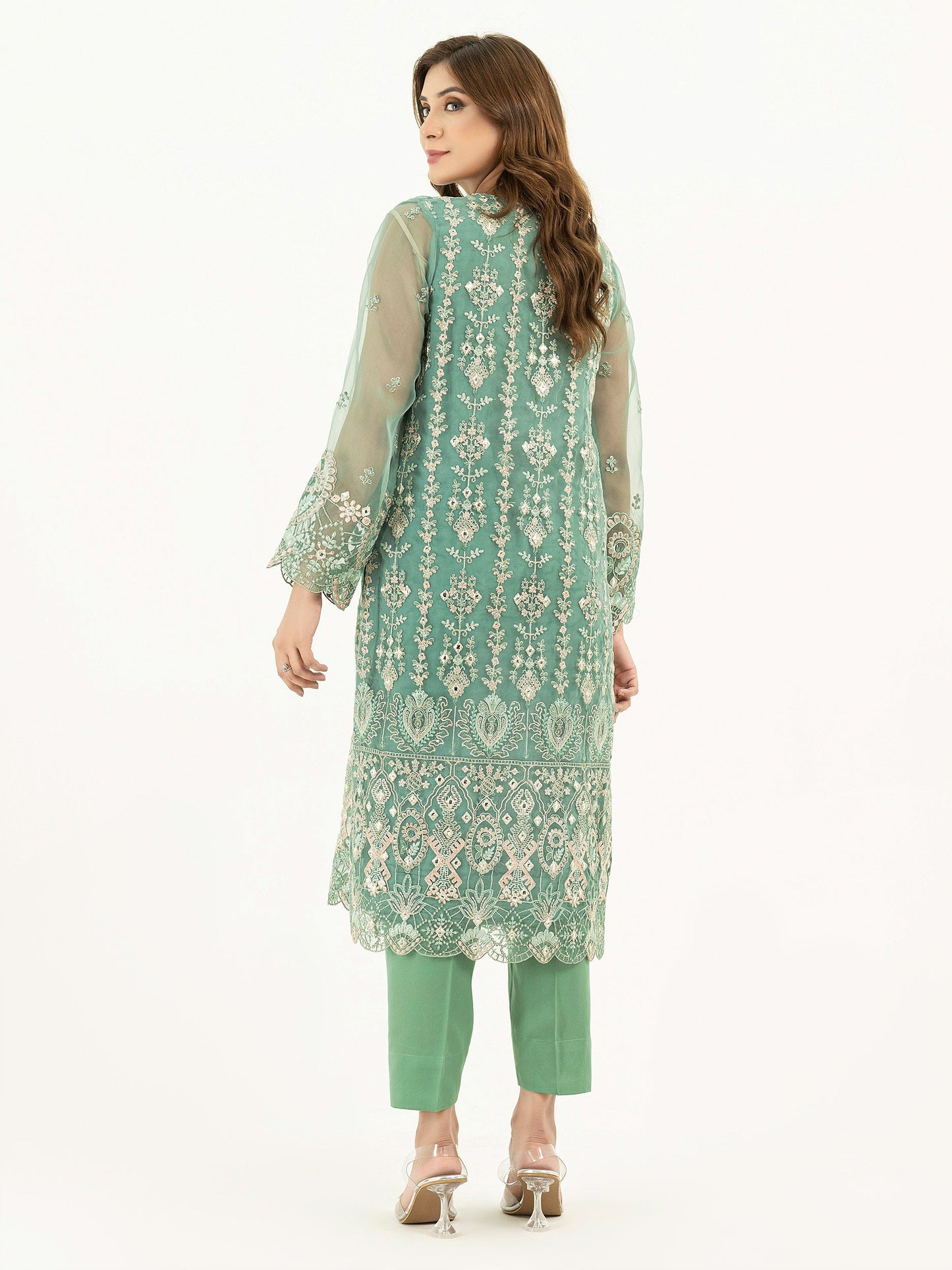 2 Piece Organza Suit-Embellished (Pret)
