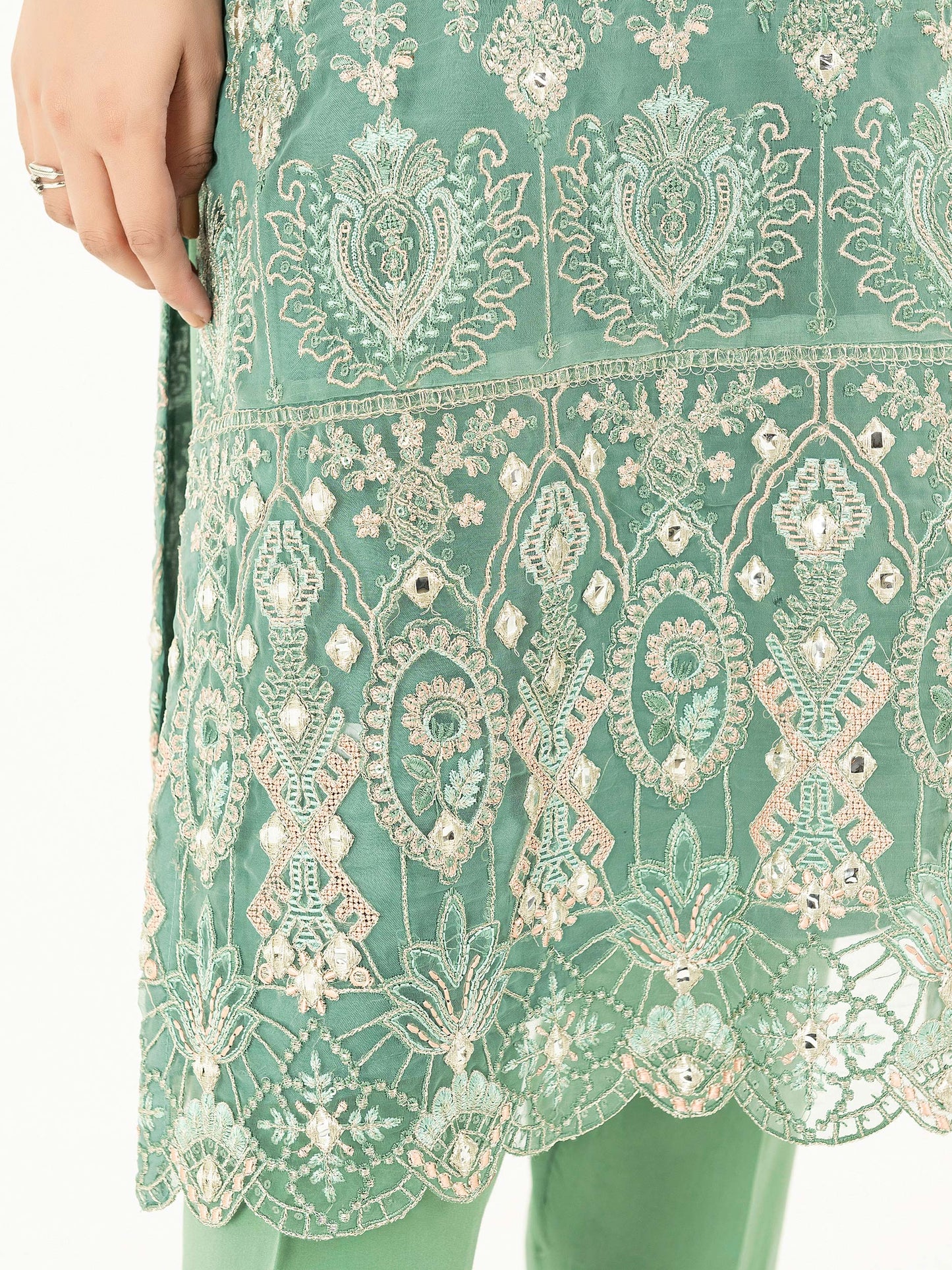 2 Piece Organza Suit-Embellished (Pret)