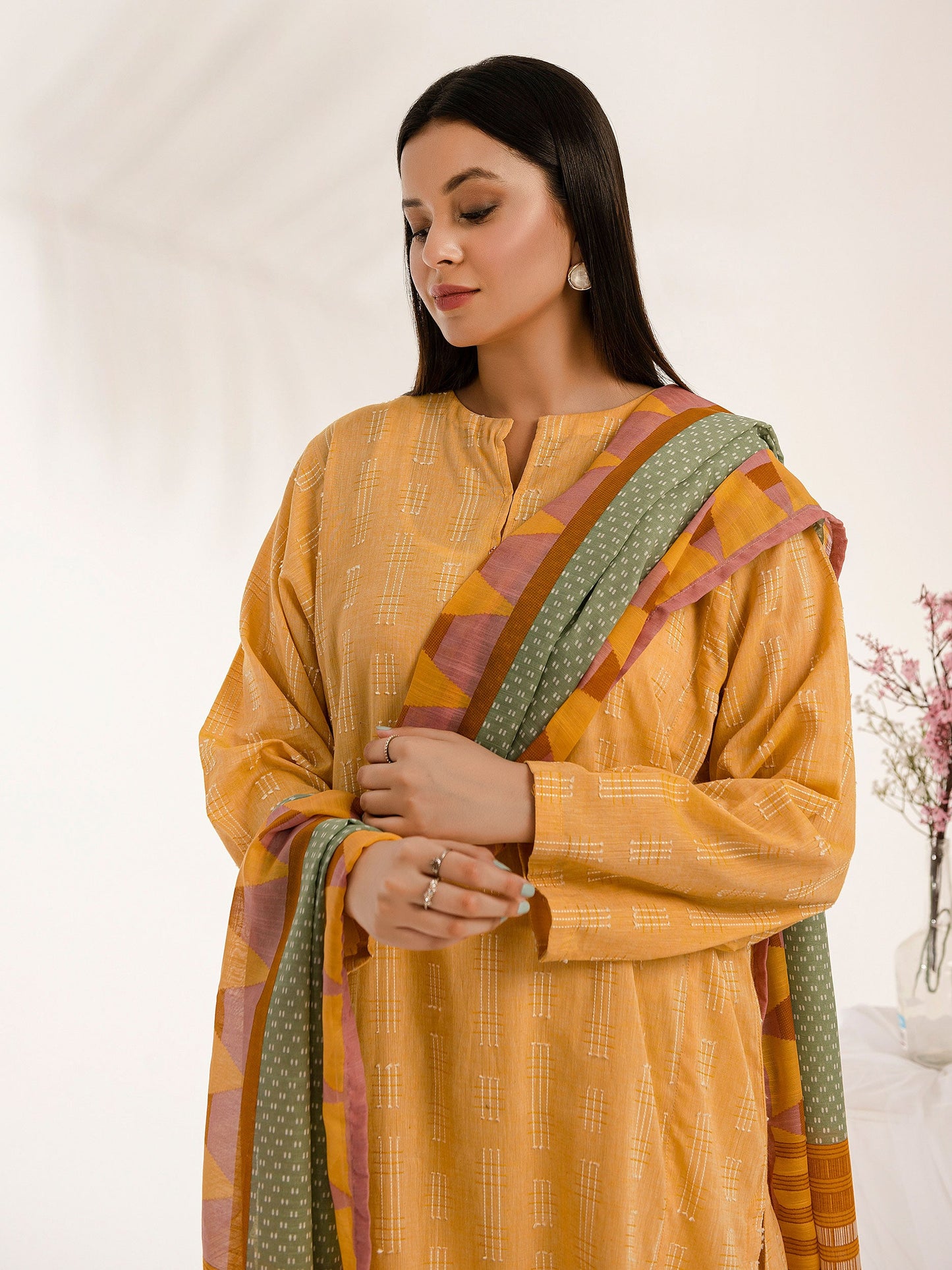 2 Piece Texture Lawn Suit-Dyed (Pret)