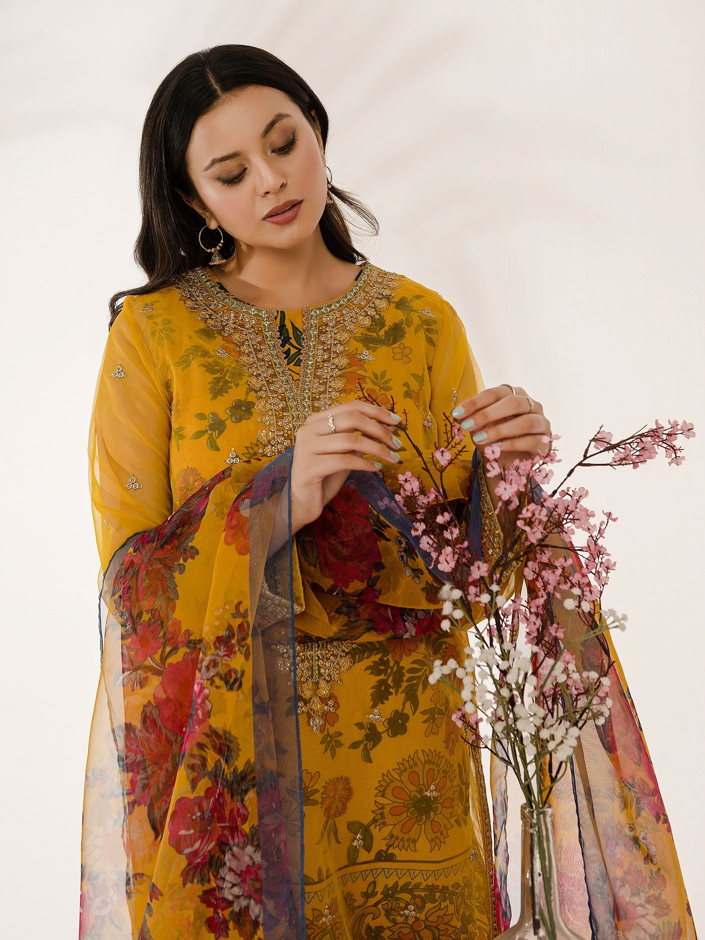3 Piece Organza Suit-Embroidered (Pret)
