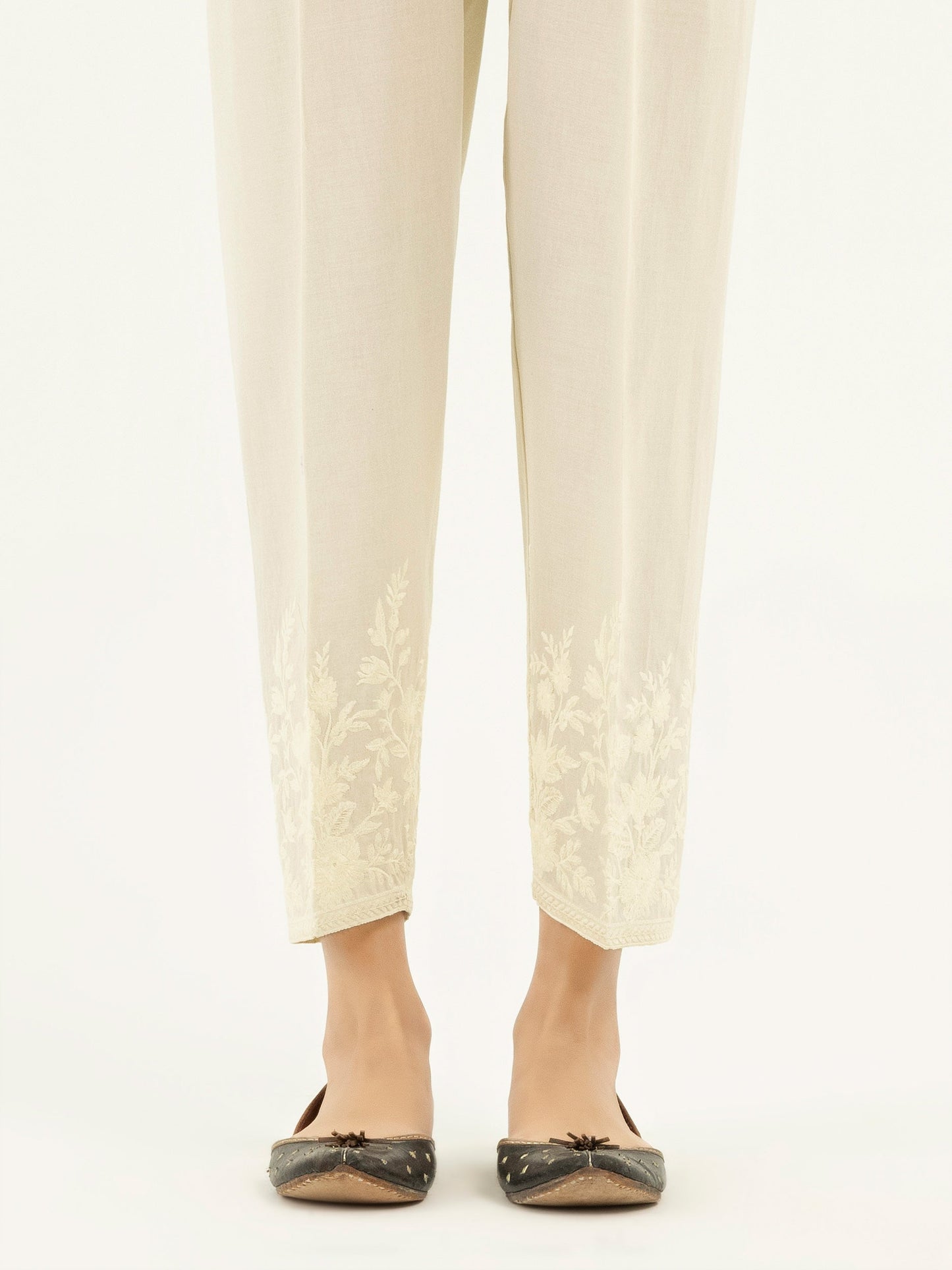 Embroidered Cambric Trousers(Pret)