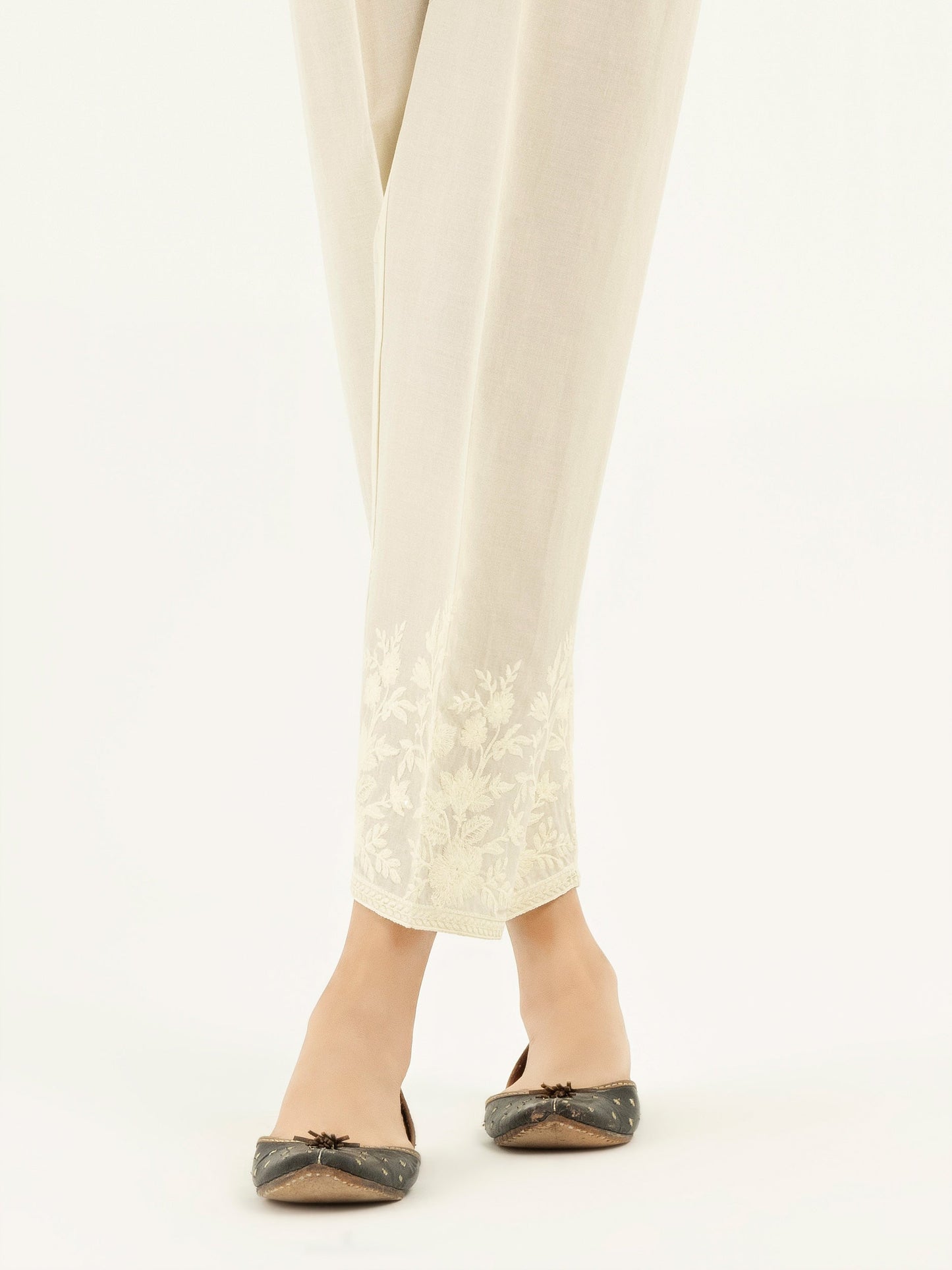Embroidered Cambric Trousers(Pret)
