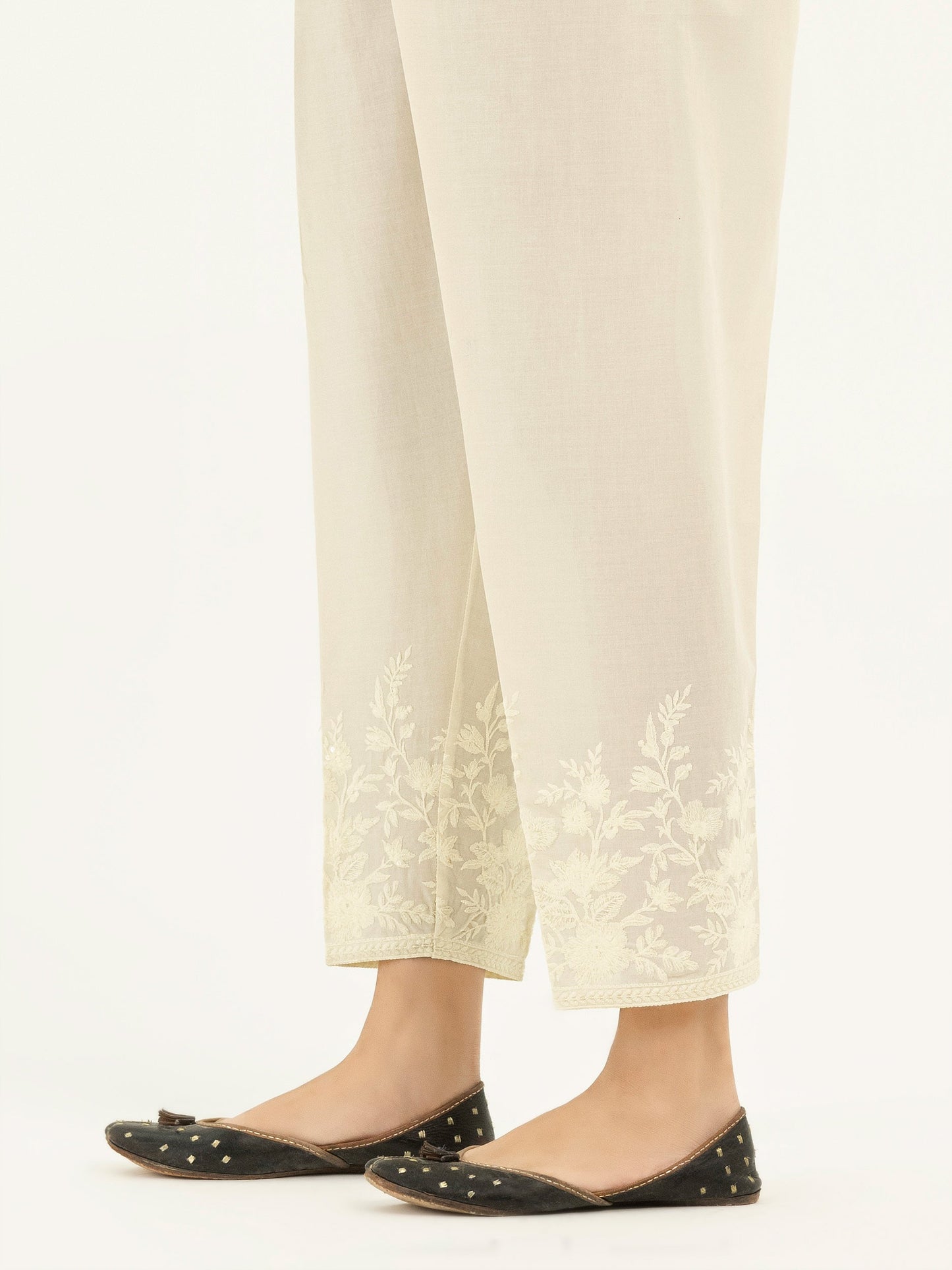Embroidered Cambric Trousers(Pret)