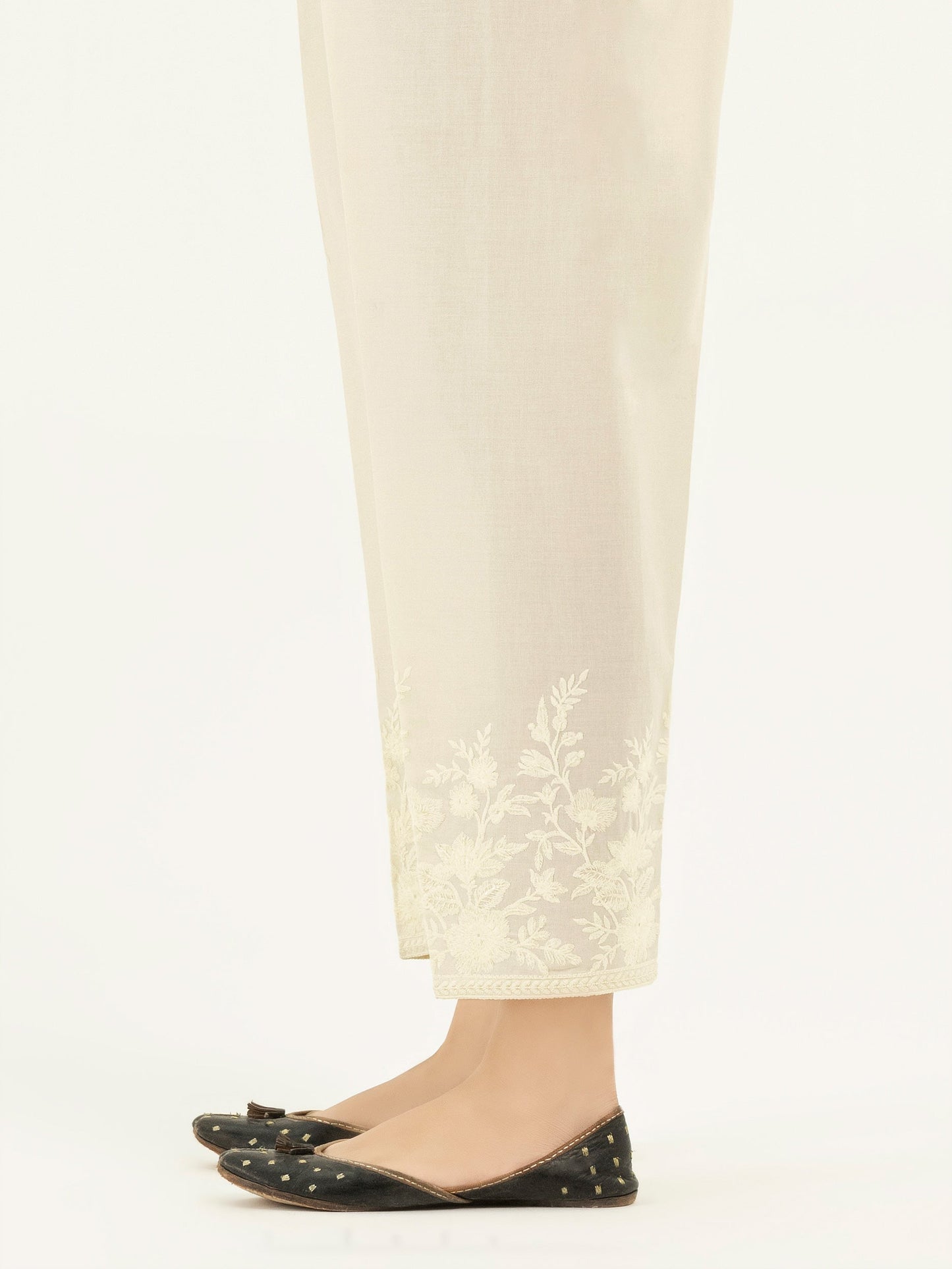 Embroidered Cambric Trousers(Pret)