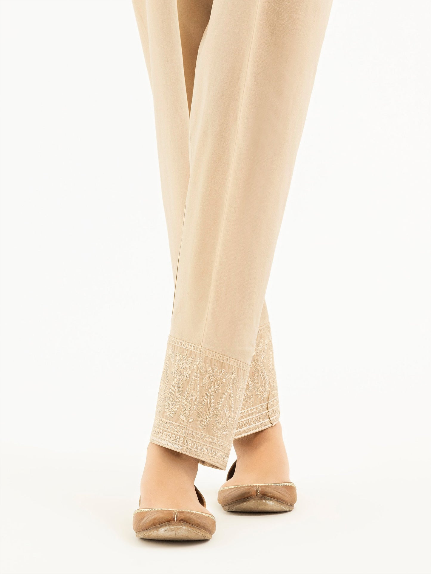 Embroidered Cambric Trousers(Pret)
