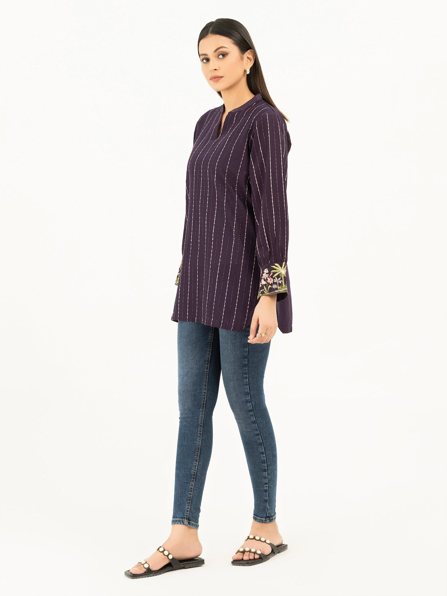 Cambric Kurti-Embroidered (Pret)
