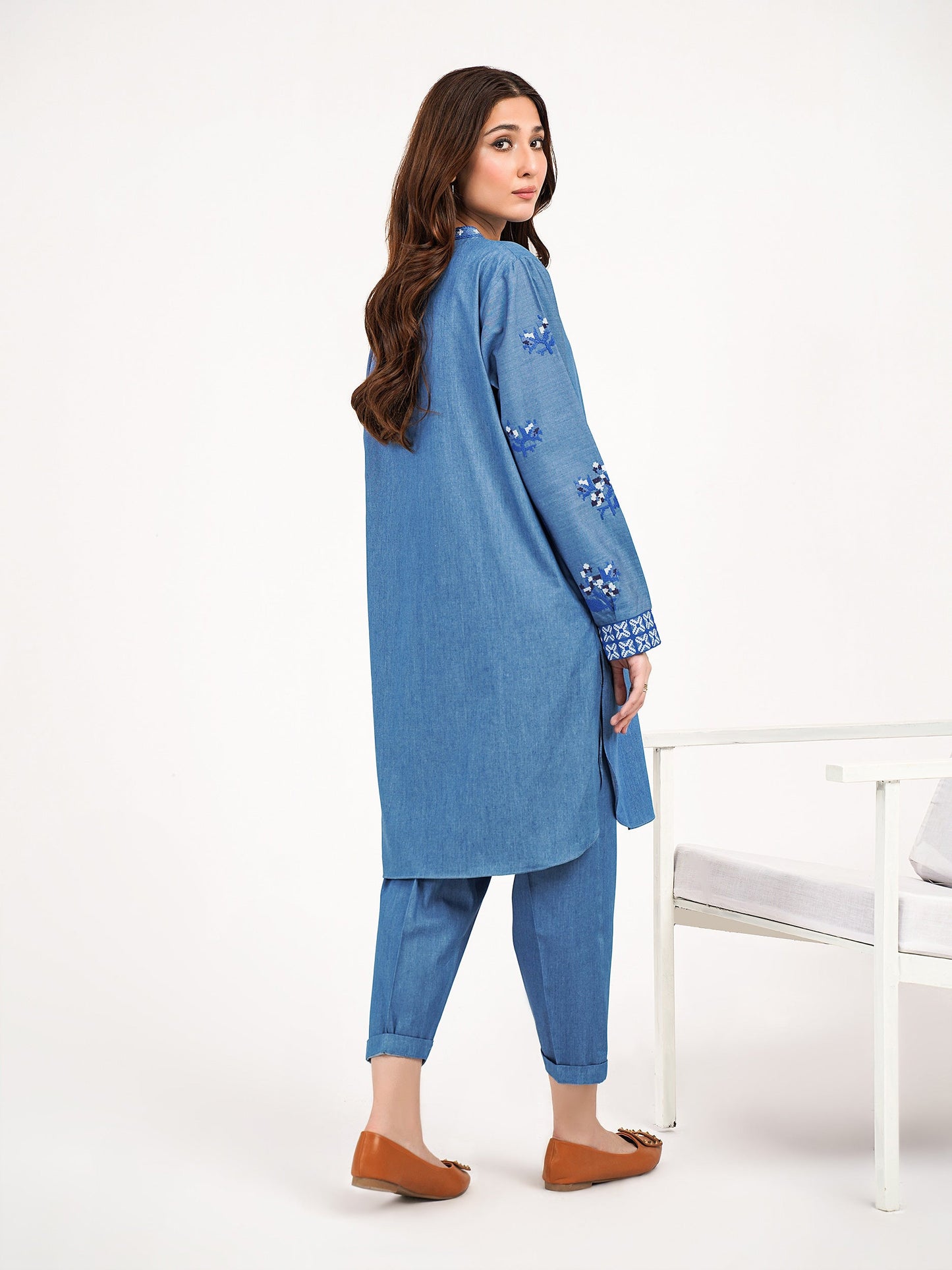 2 Piece Denim Suit-Embroidered(Pret)