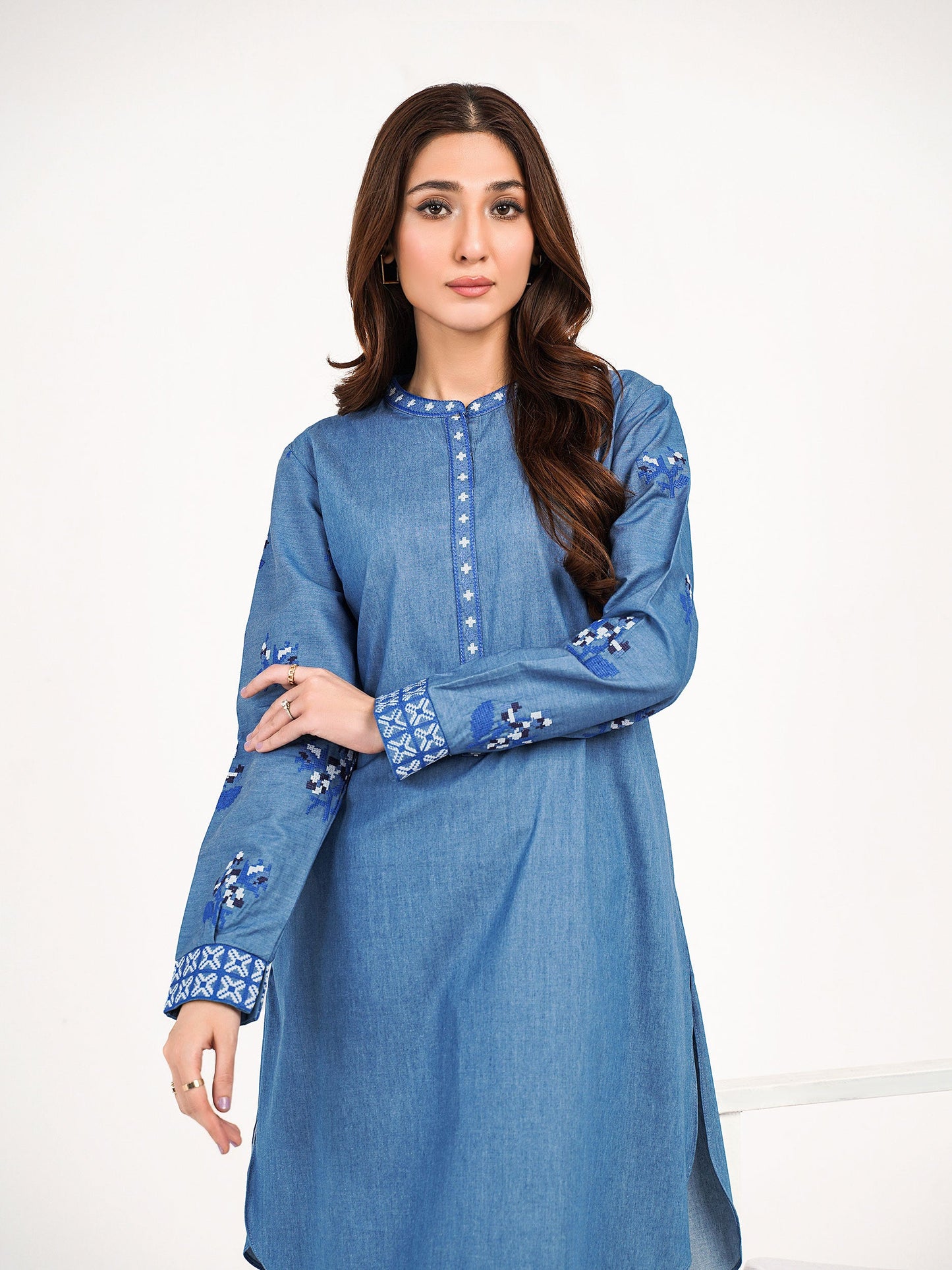 2 Piece Denim Suit-Embroidered(Pret)
