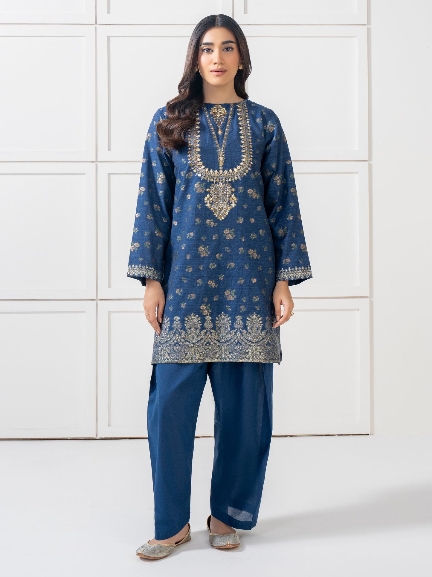 2 Piece Jacquard Suit-Embroidered (Pret)
