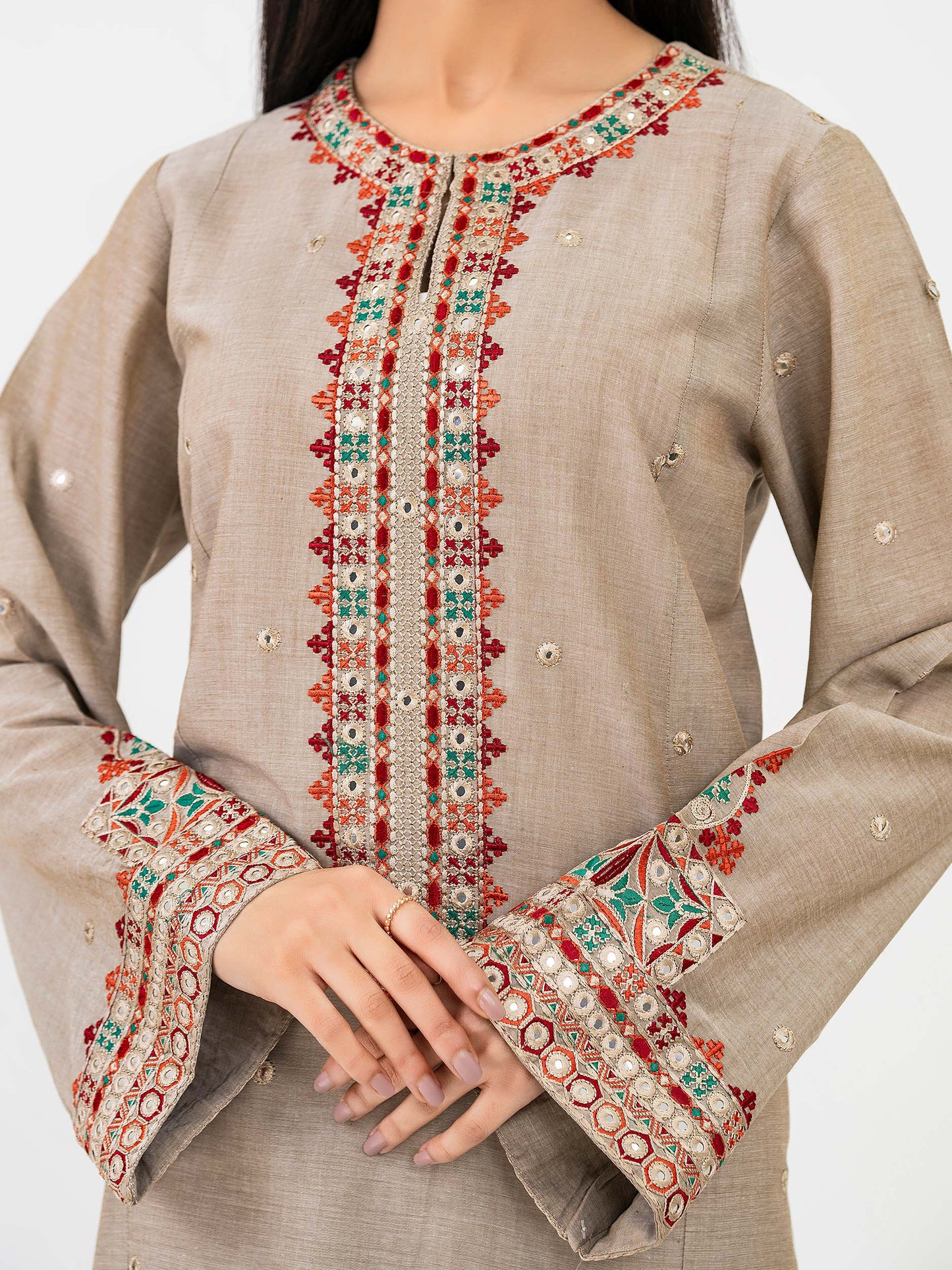 2 Piece Yarn Dyed Suit-Embroidered (Pret)