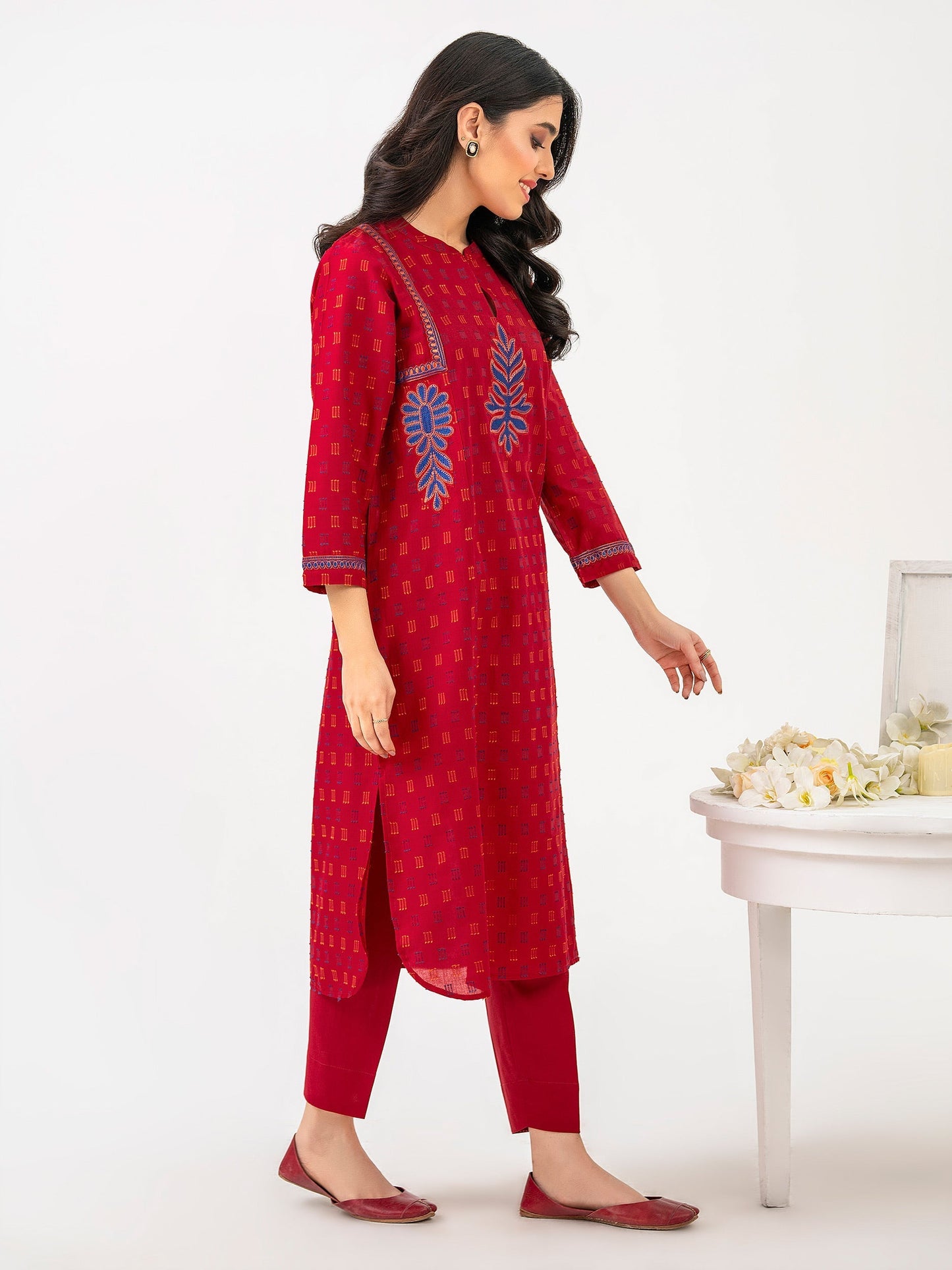 2 Piece Jacquard Suit-Embroidered (Pret)