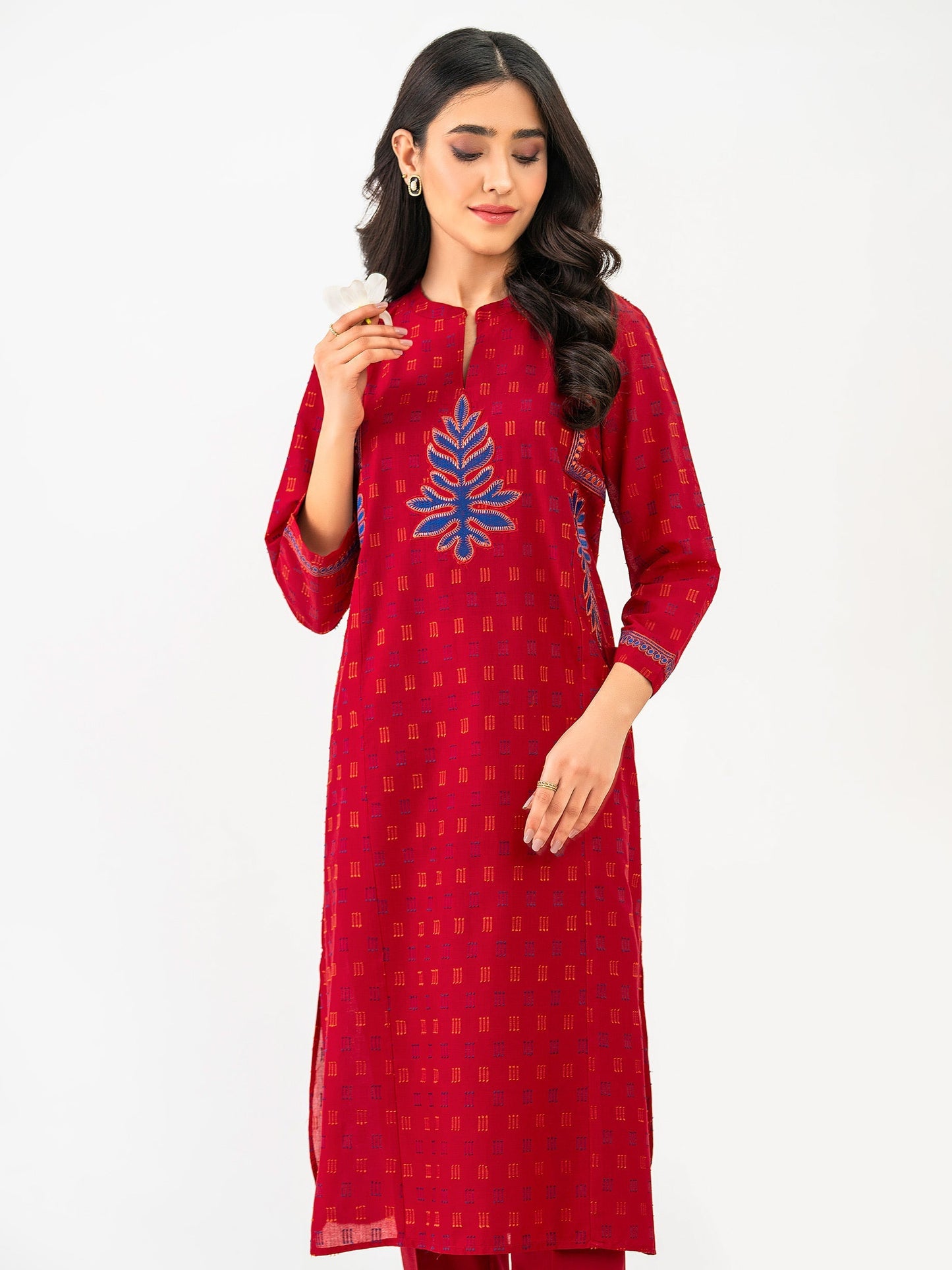 2 Piece Jacquard Suit-Embroidered (Pret)