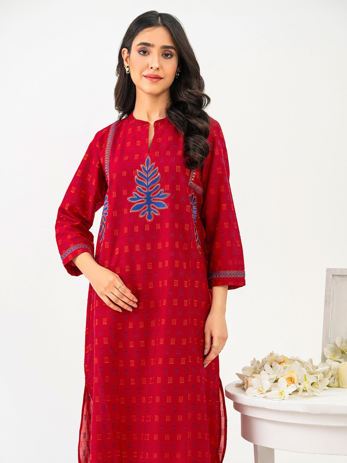 2 Piece Jacquard Suit-Embroidered (Pret)