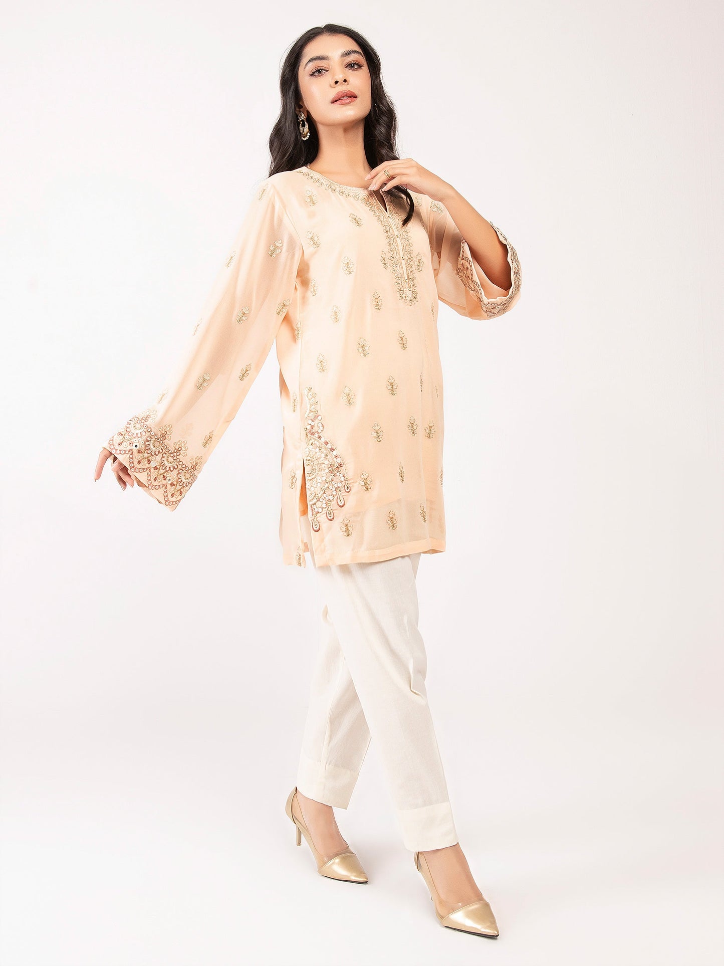 Embroidered Chiffon Top