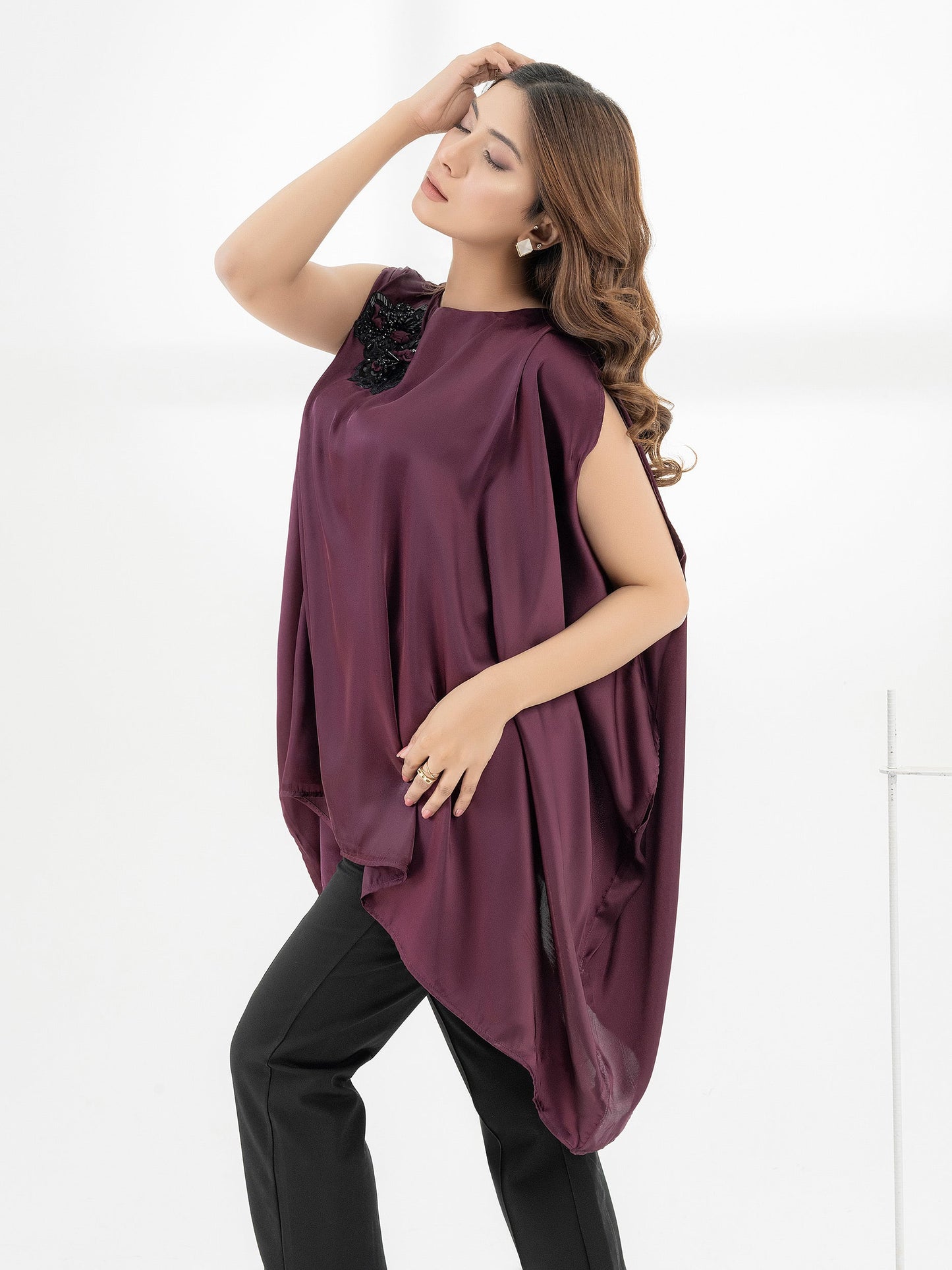 Embellished Silk Top