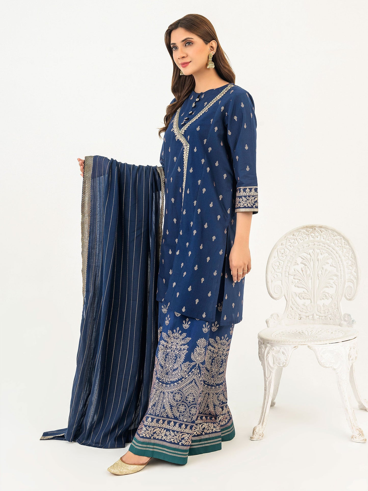 3 Piece Cambric Suit-Embroidered (Pret)