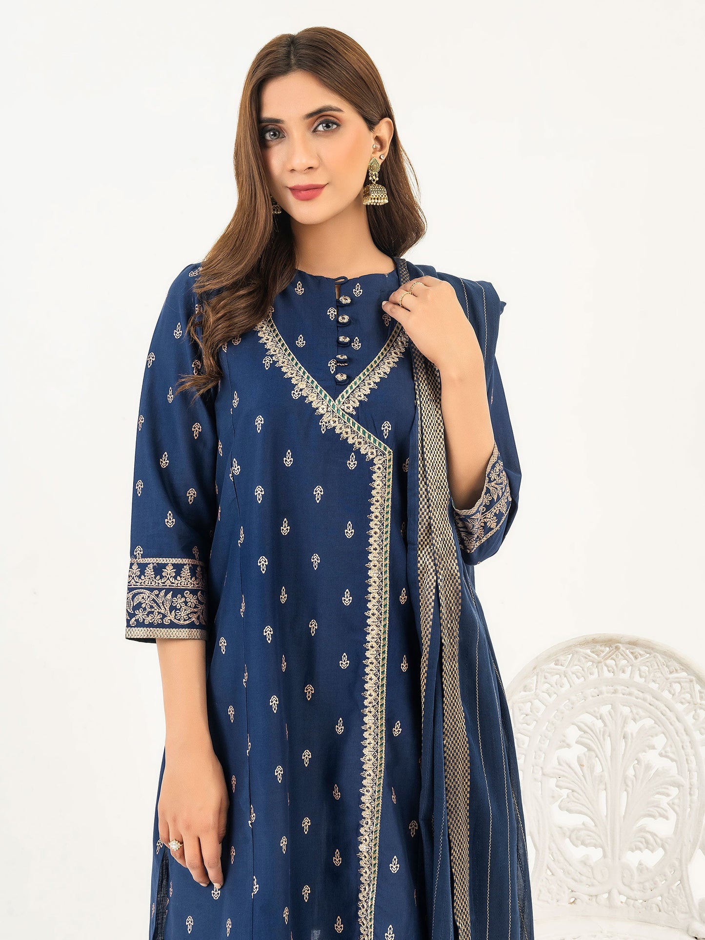 3 Piece Cambric Suit-Embroidered (Pret)