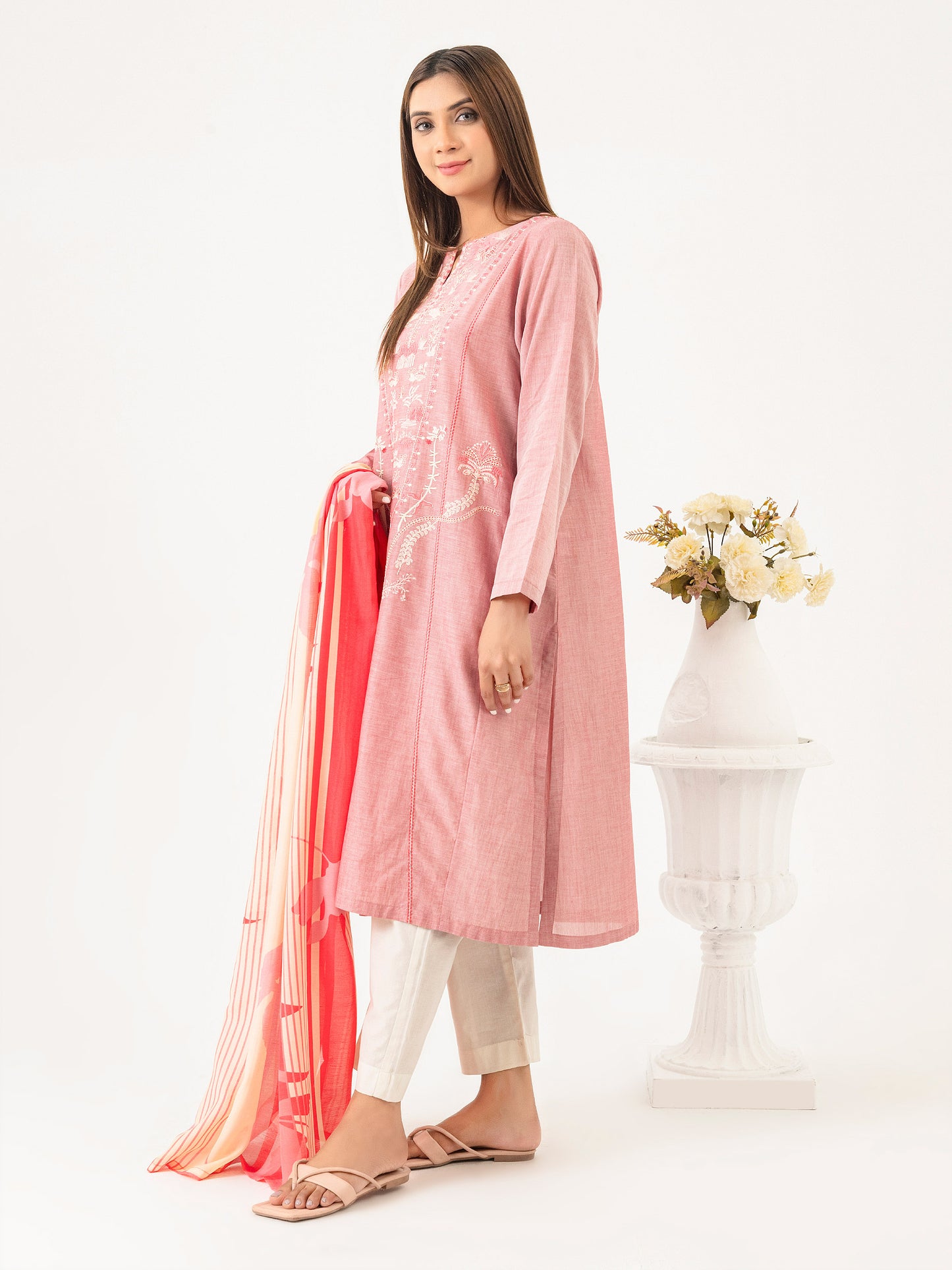 2 Piece Yarn Dyed Suit-Embroidered (Pret)
