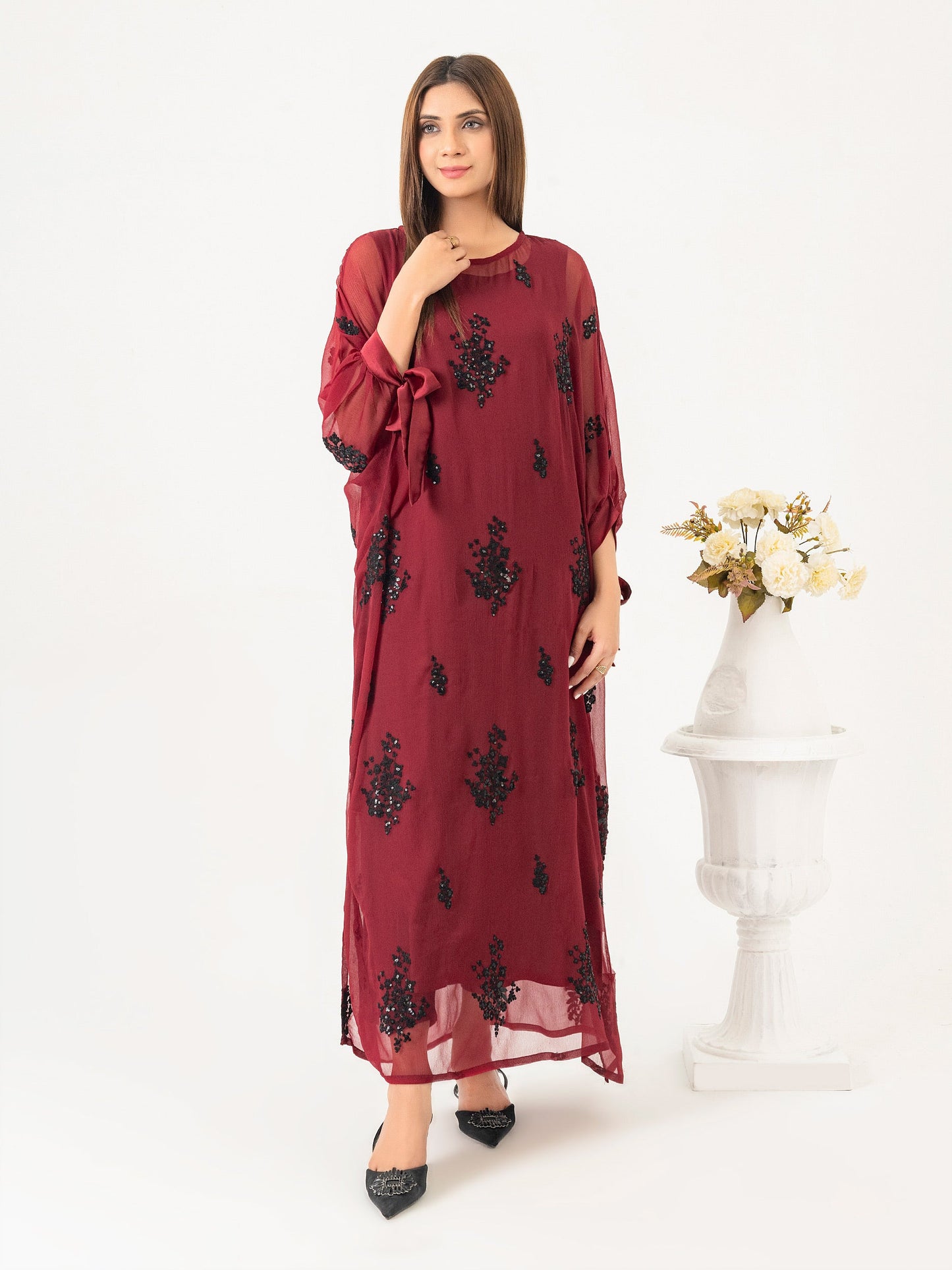 Chiffon Shirt With Slip-Embroidered (Pret)